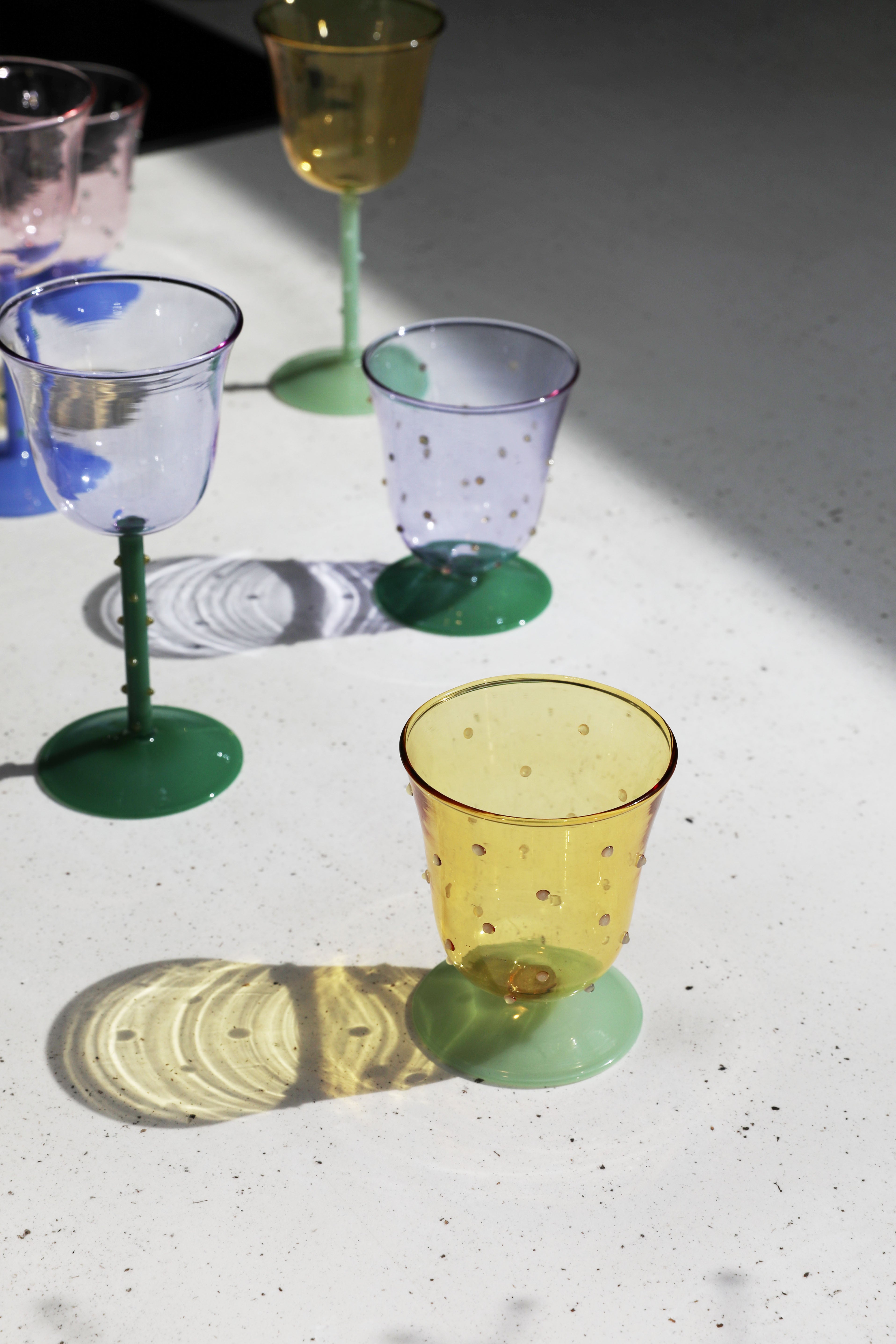 Glas-Set DOT grün mit Gelb