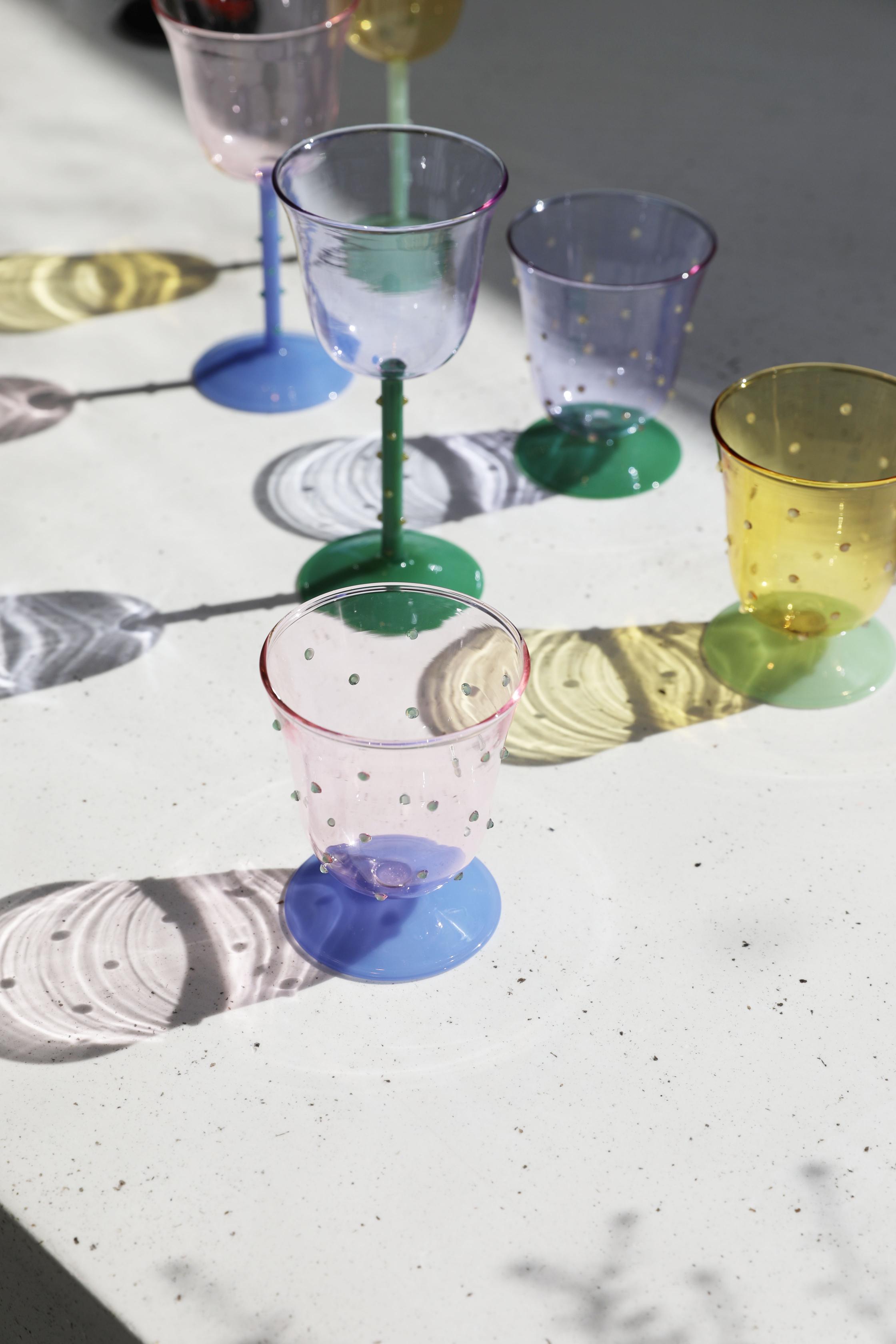 Glas-Set DOT grün mit Gelb