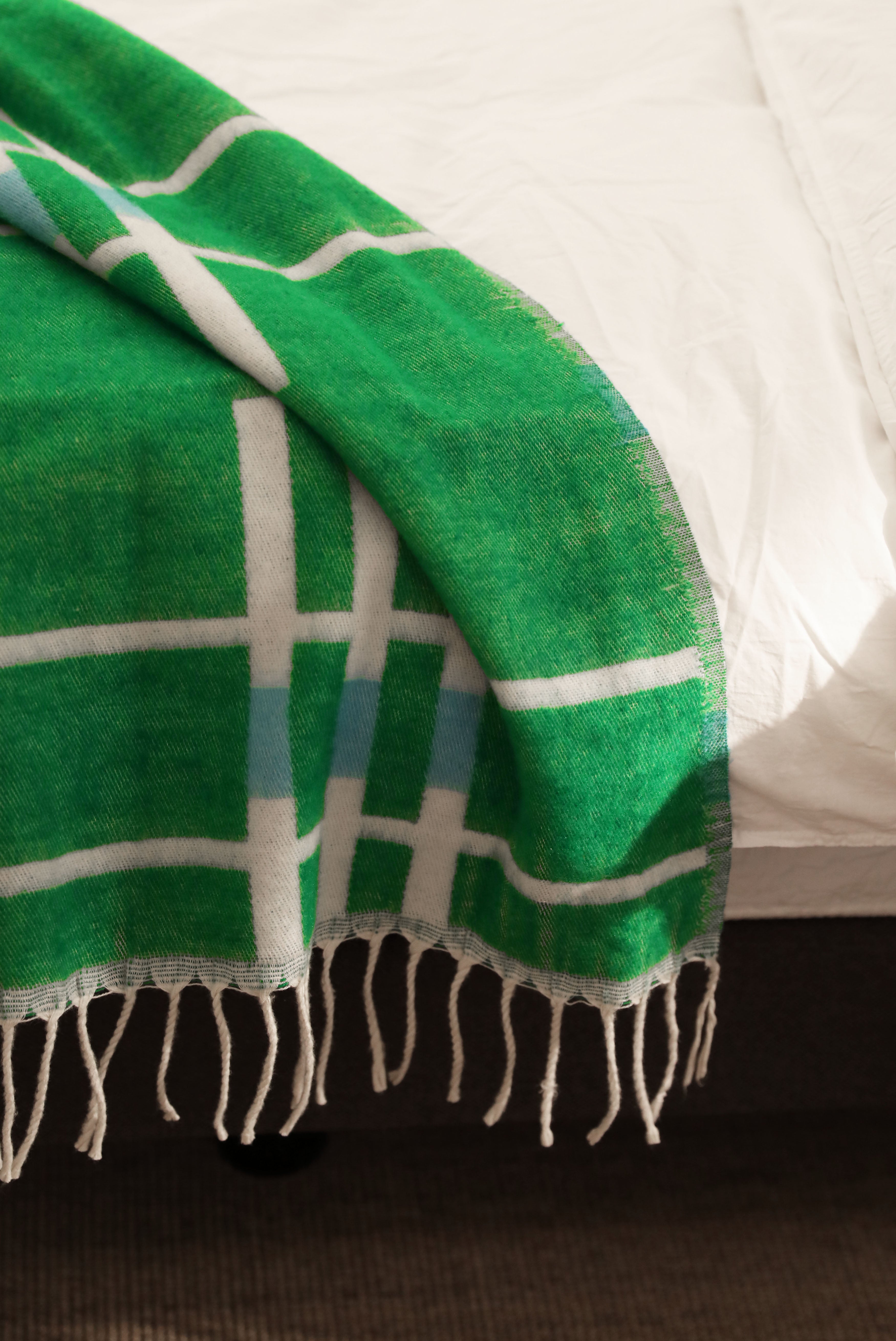 Pled PLANO beige met groen en blauw