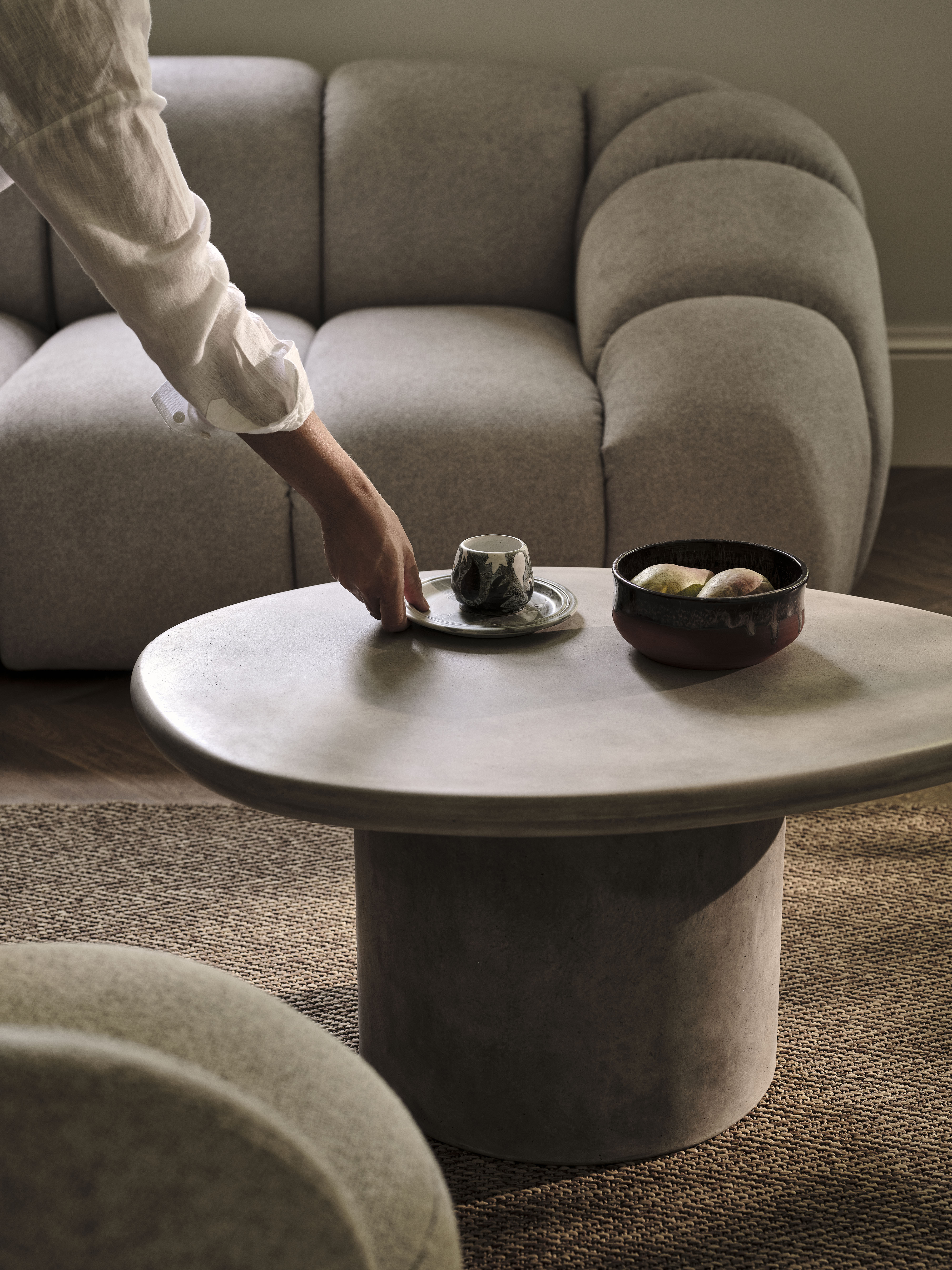 Left-facing 3-seater sofa DIANA dark green chenille