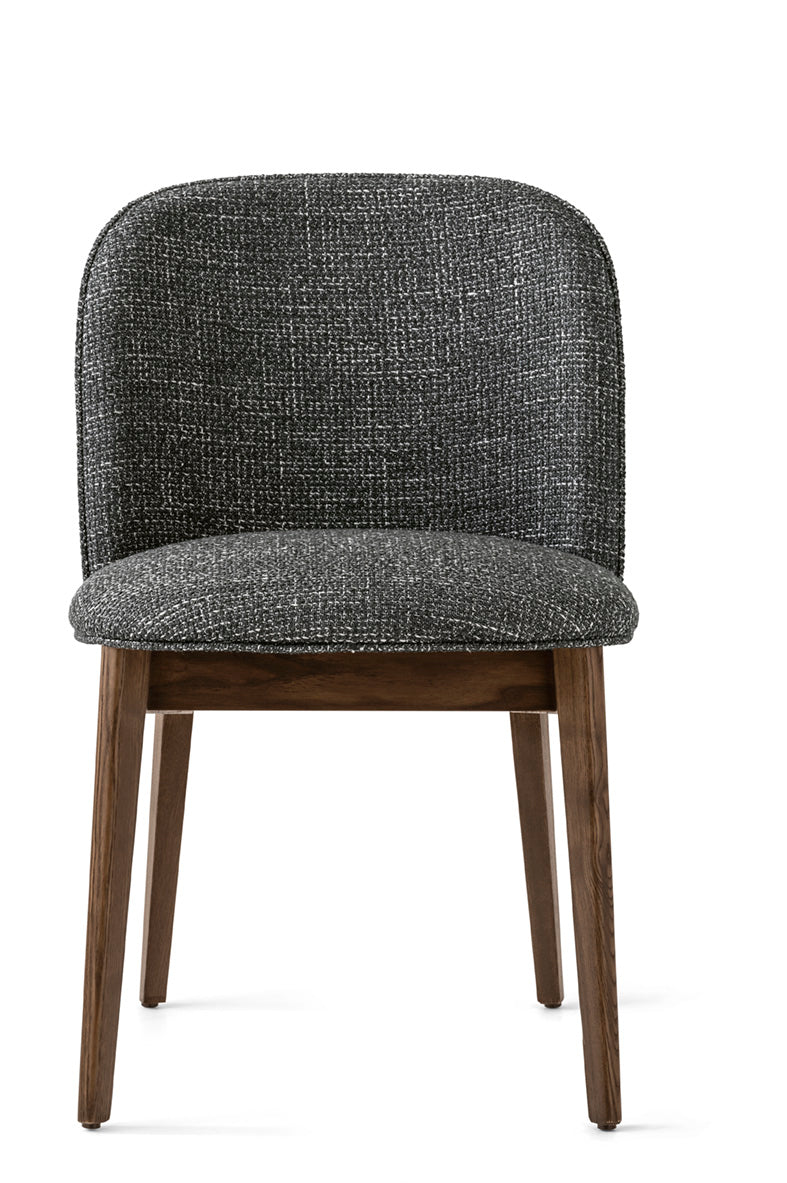 ABREY upholstered chair with a dark wooden base