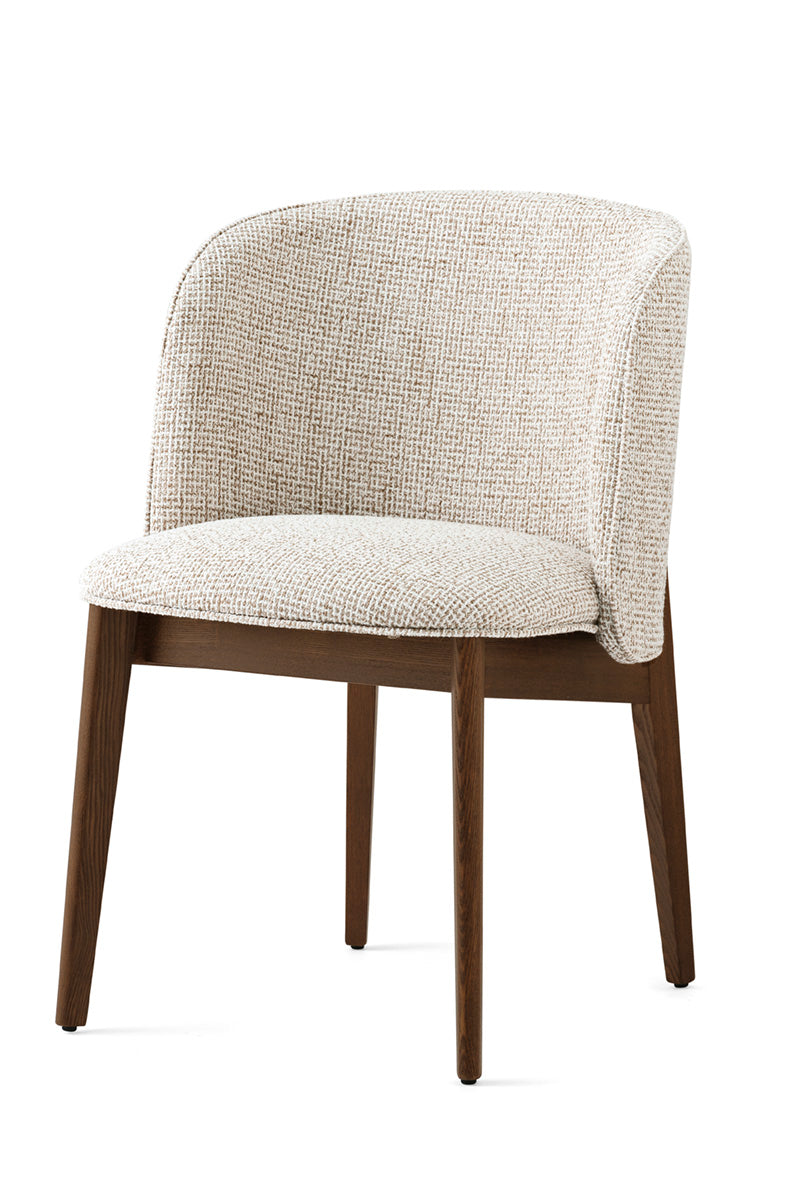 Armchair ABREY upholstered with a dark wooden base