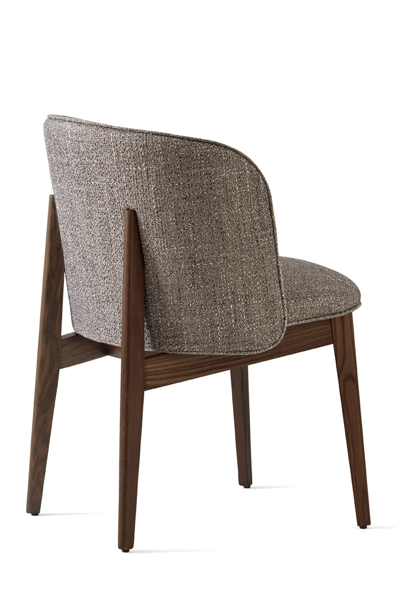 Armchair ABREY upholstered with a dark wooden base