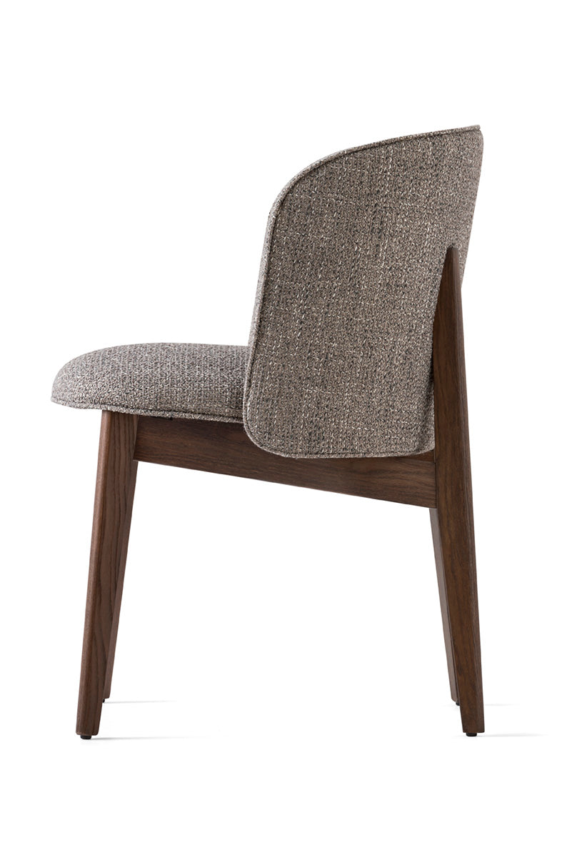 Armchair ABREY upholstered with a dark wooden base