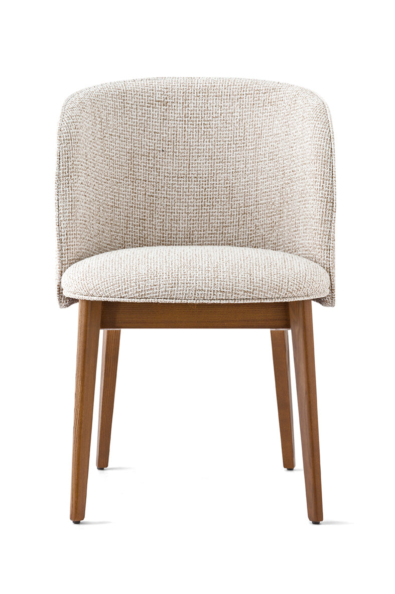 Fauteuil met armleuningen ABREY gestoffeerd met een notenhouten basis