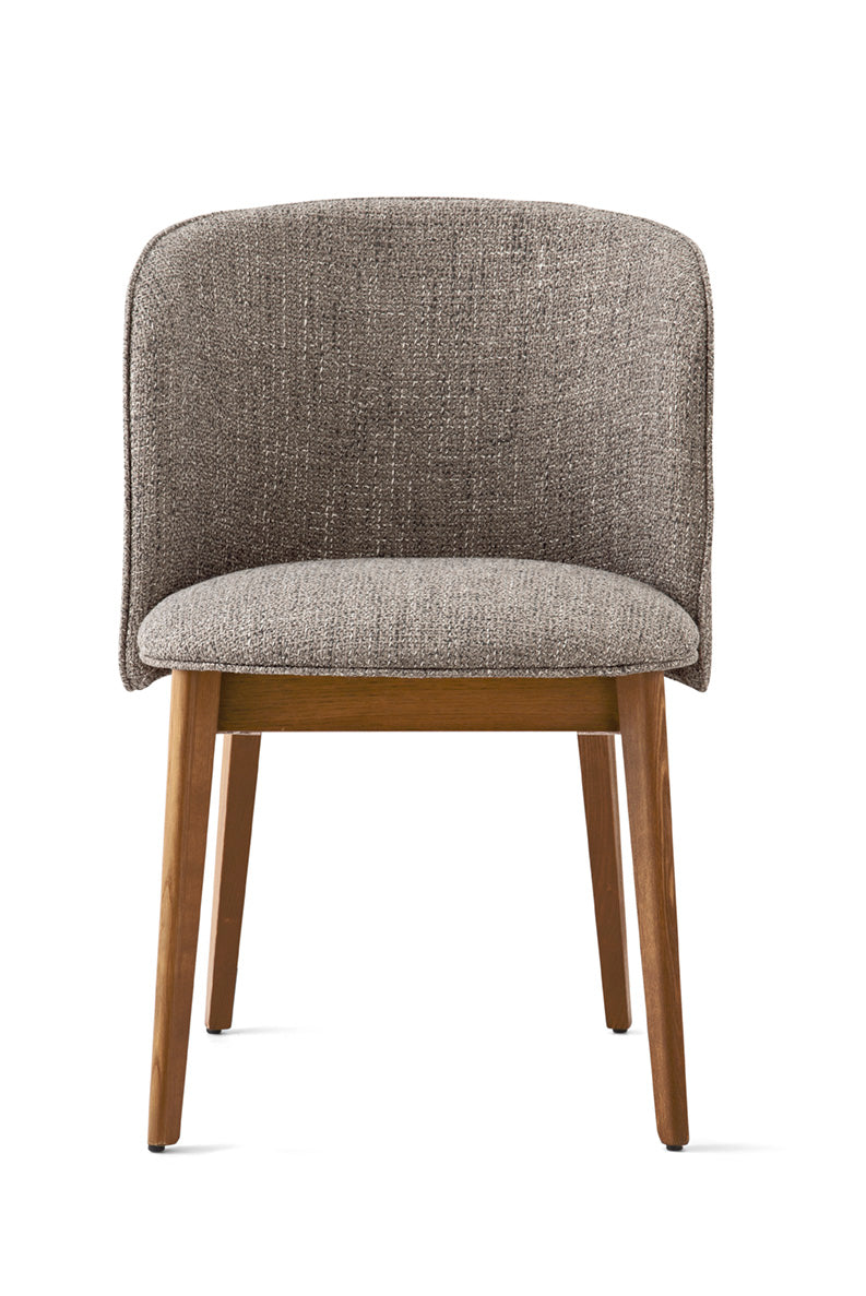 Fauteuil met armleuningen ABREY gestoffeerd met een notenhouten basis