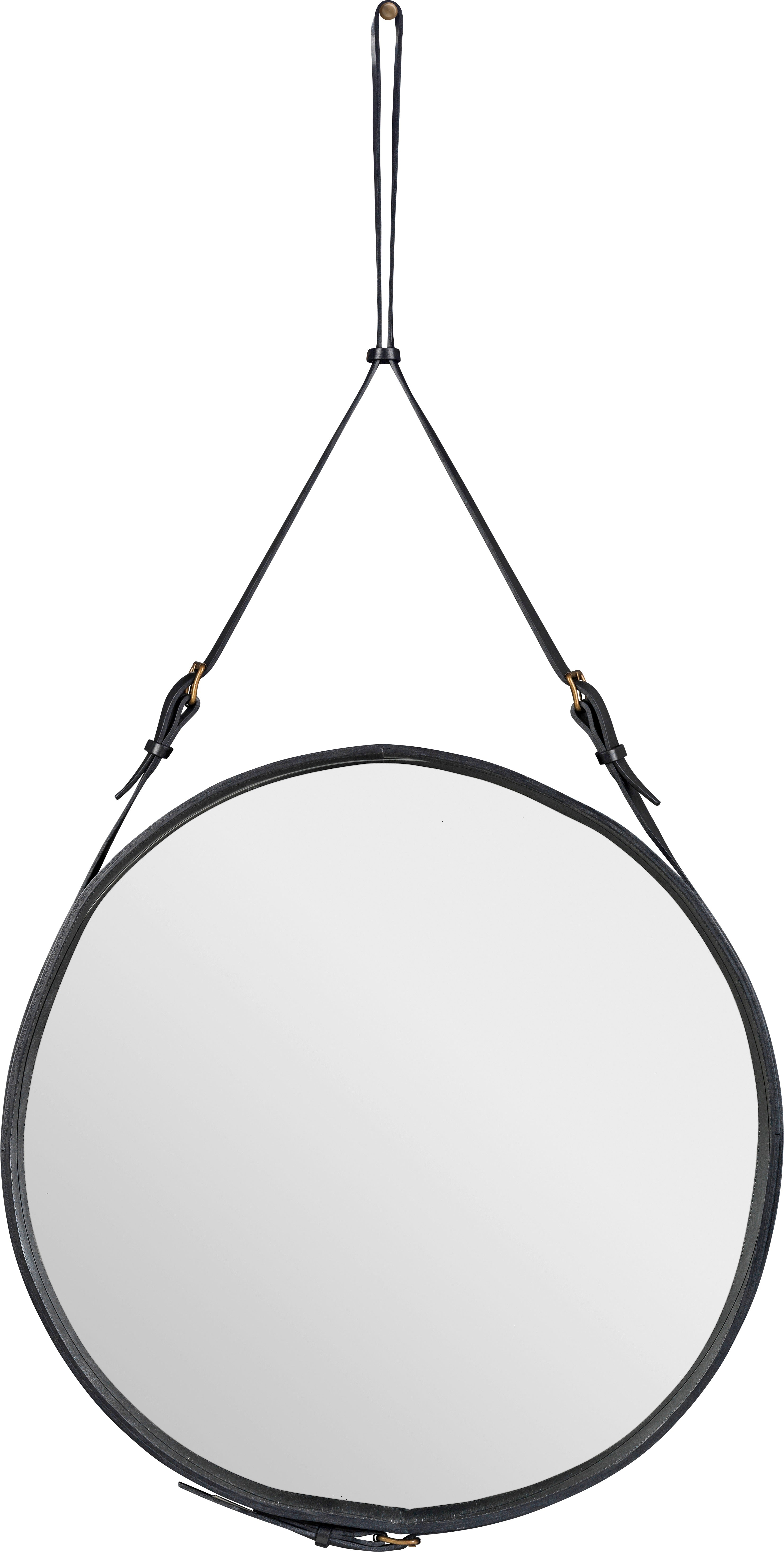 Lustro rond ADNET zwarte leer