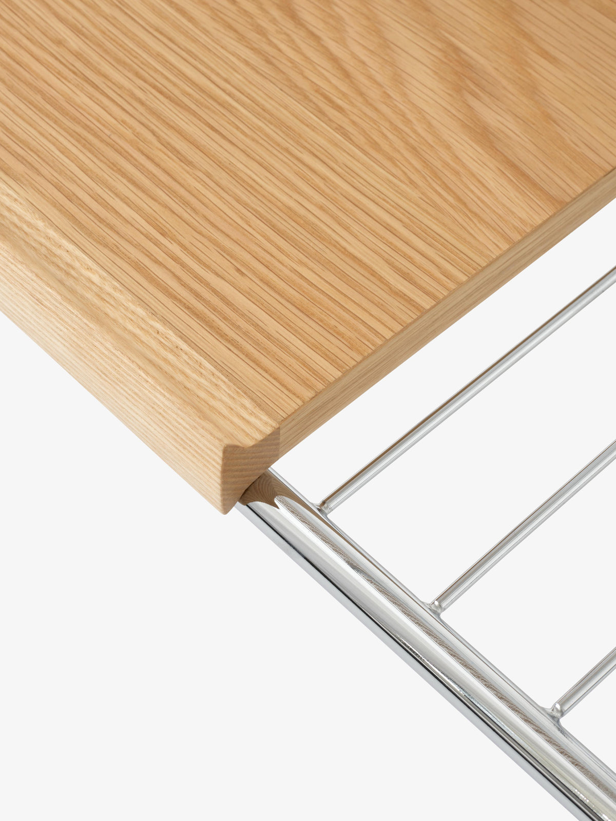 ALIMA NDS1 wagentje met verchroomd frame en gelakt eikenhout