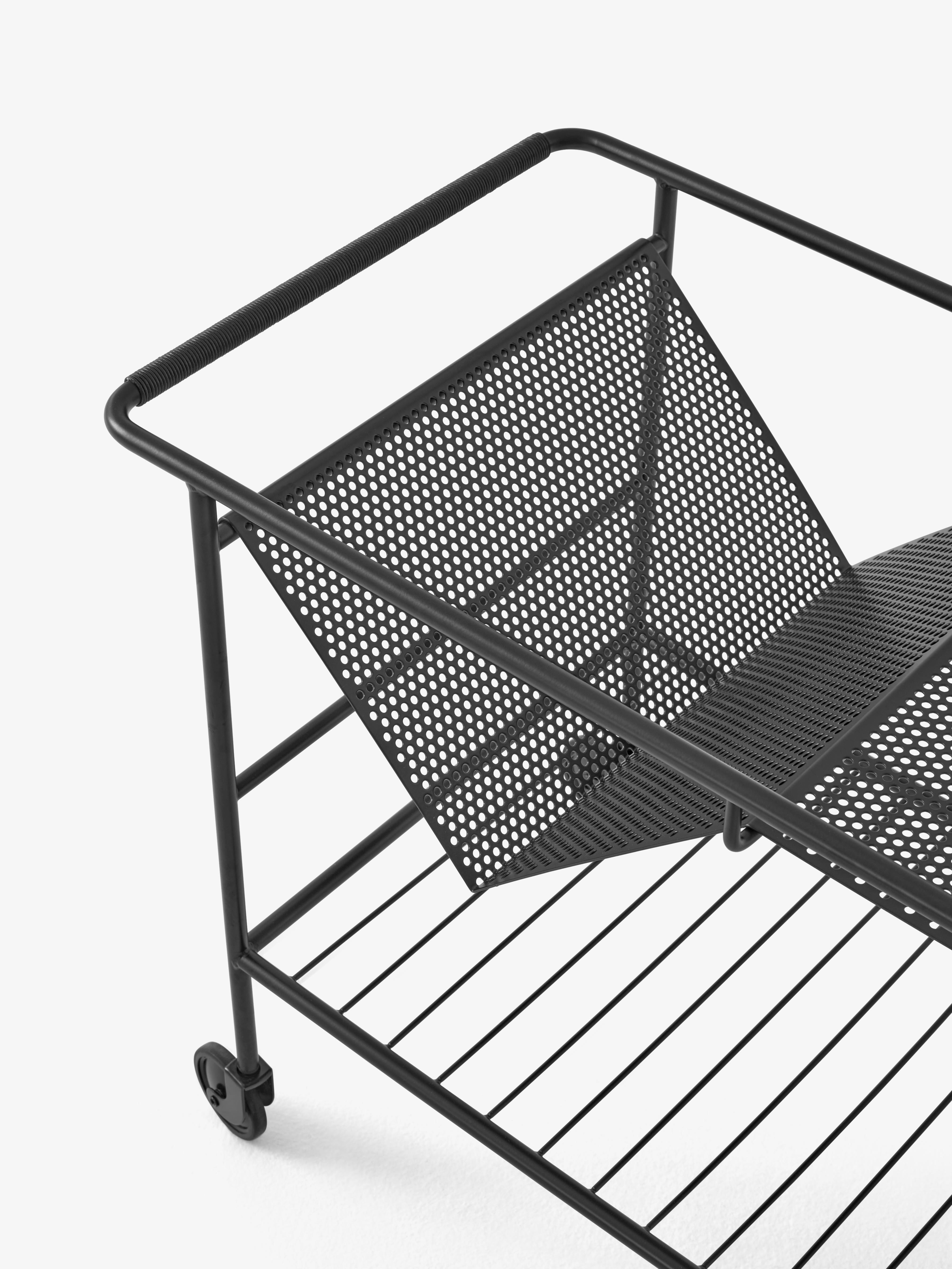 Wagen ALIMA NDS1 mat zwart met gelakt notenhout