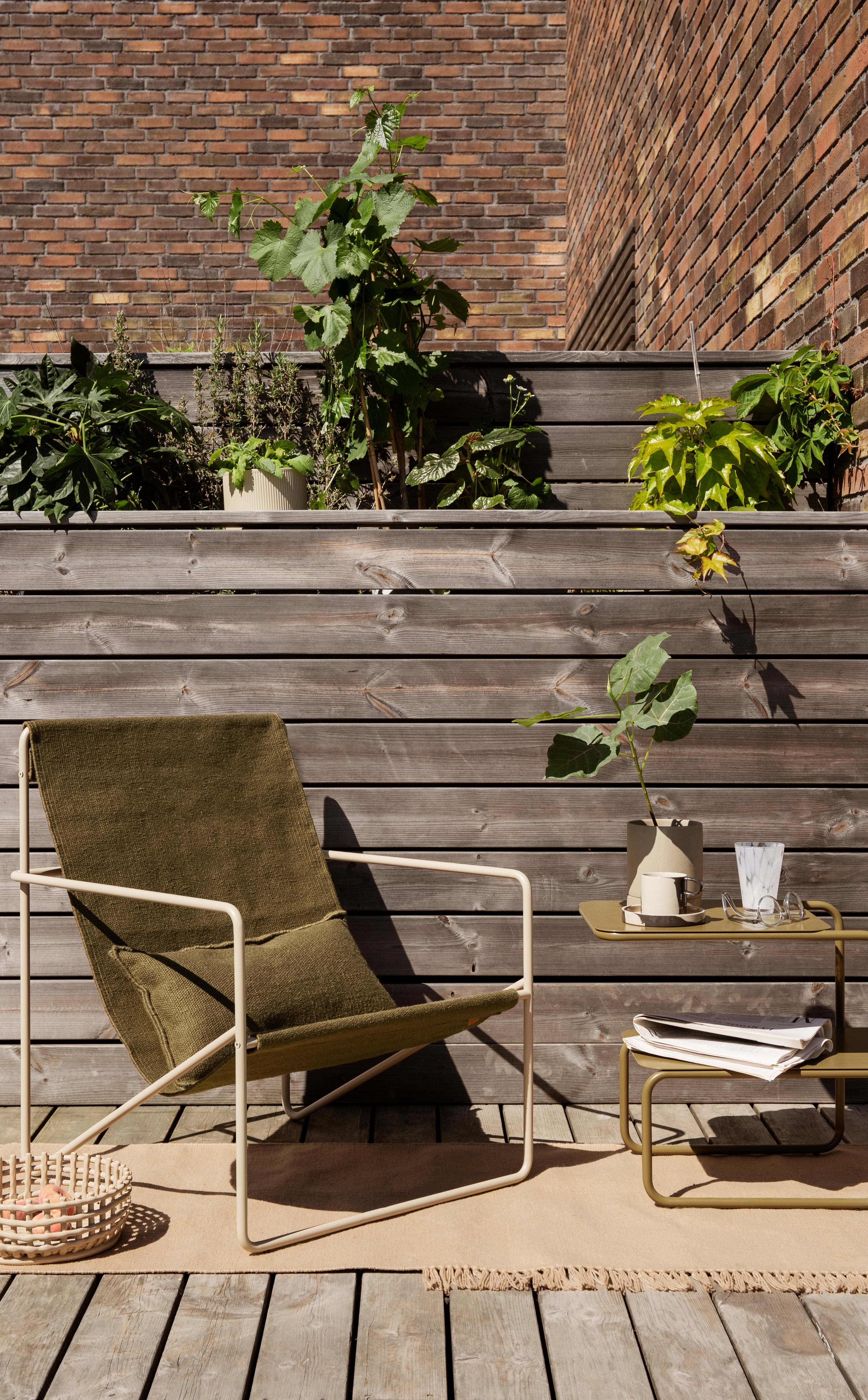 Tuinstoel DESERT olijfgroen met beige basis
