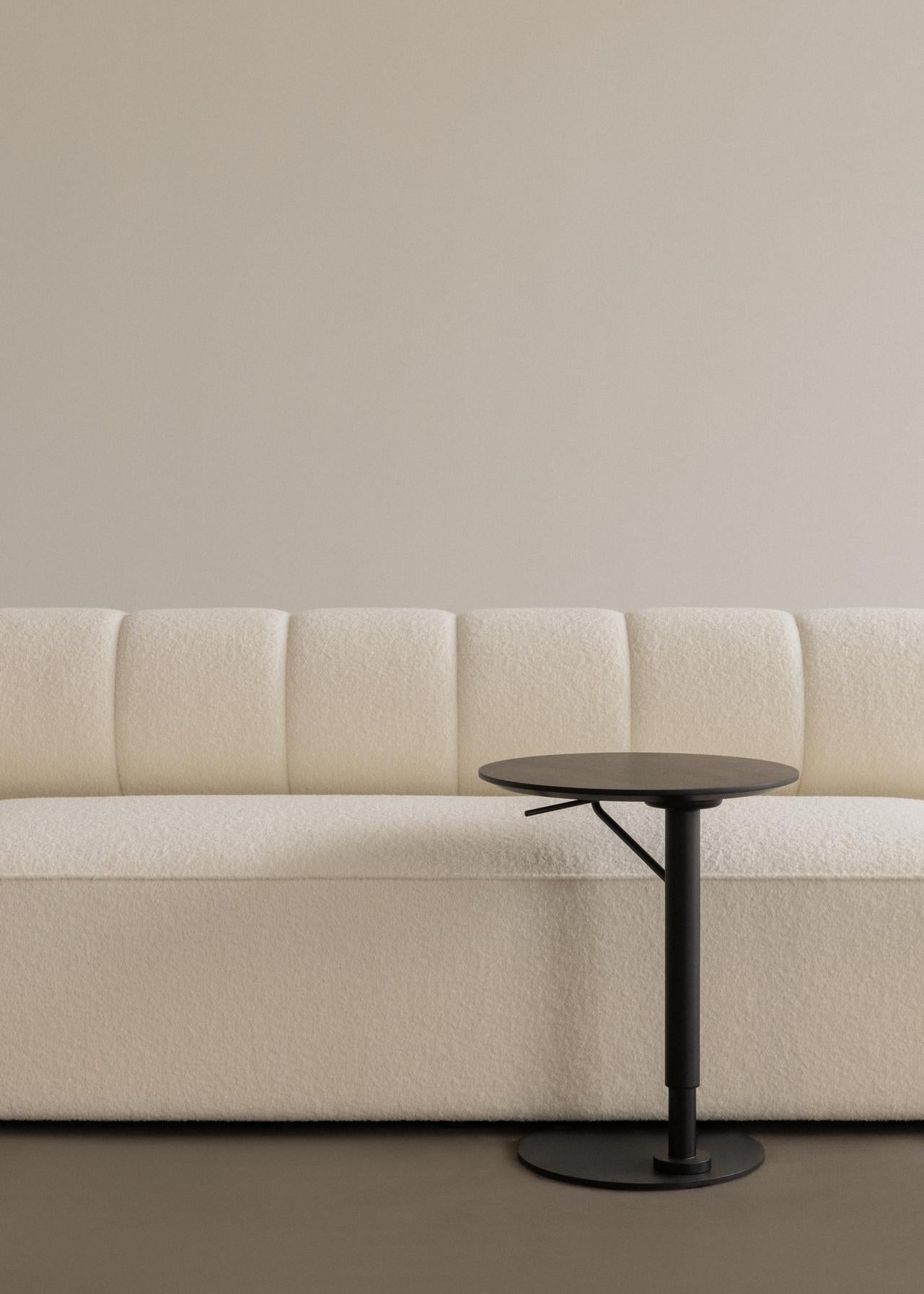 Adjustable Side Table BRANCH Dark Oak Wood with Black Base