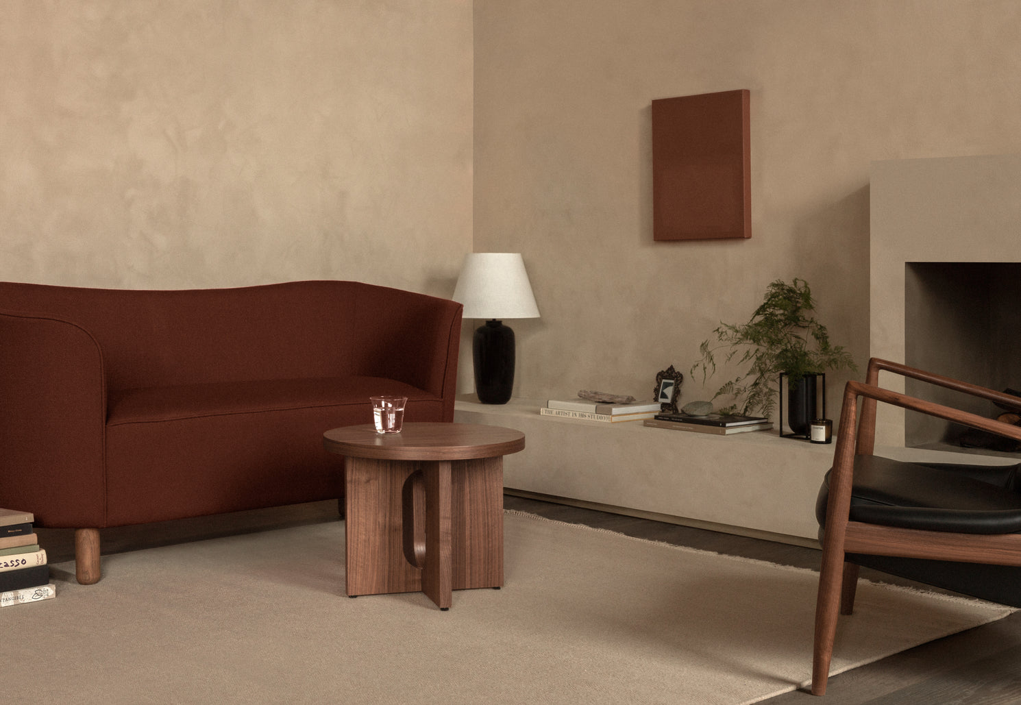 Sofa MINGLE schapenleer met eiken basis