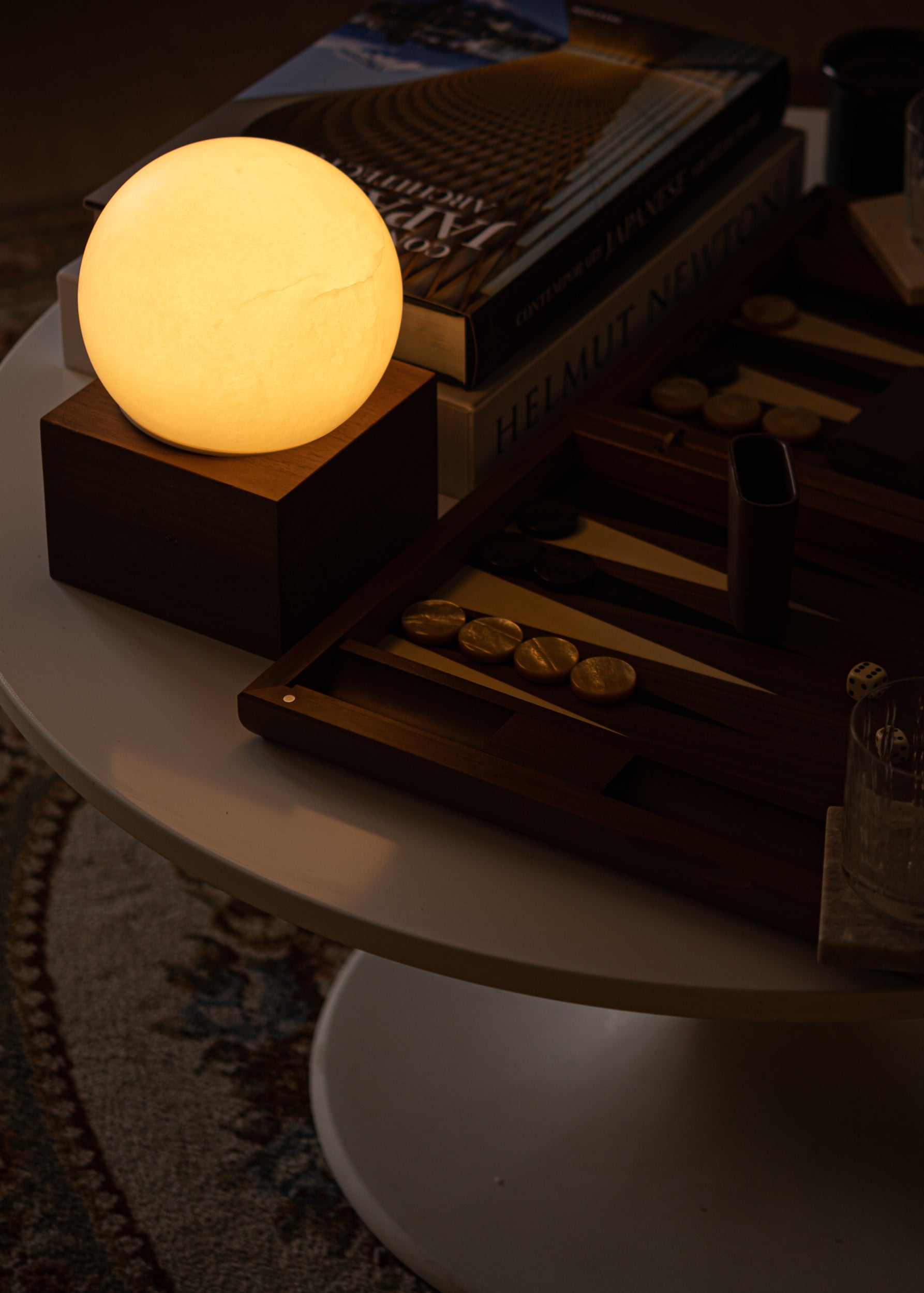 Draagbare lamp AUGURISTO witte alabaster