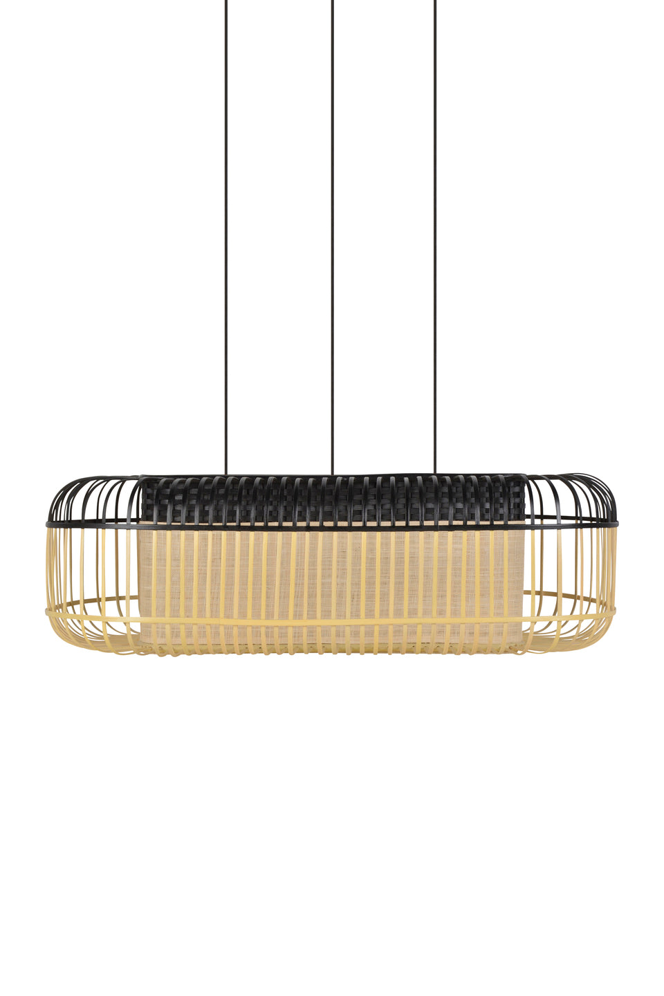 Ovale hanglamp BAMBOO zwart