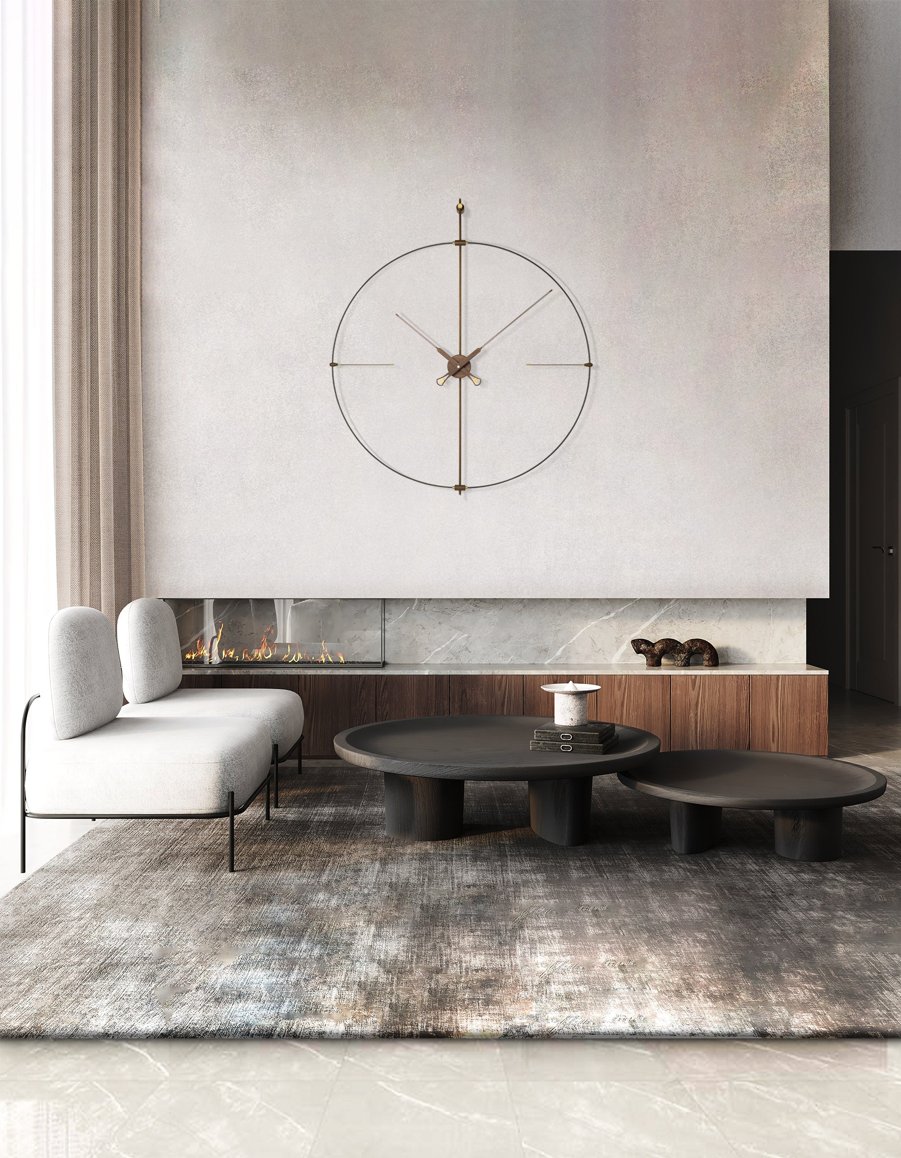 BILBAO PREMIUM wall clock walnut wood with black