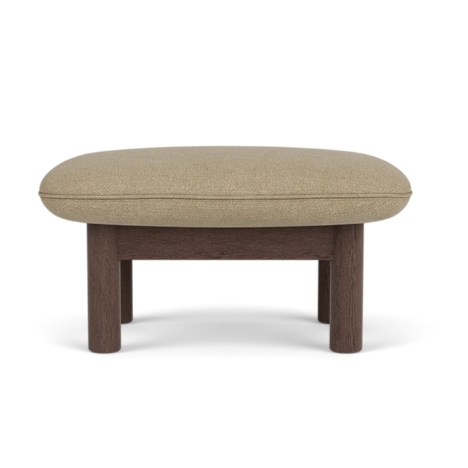 BRASILIA Beige Footrest with Dark Oak Base