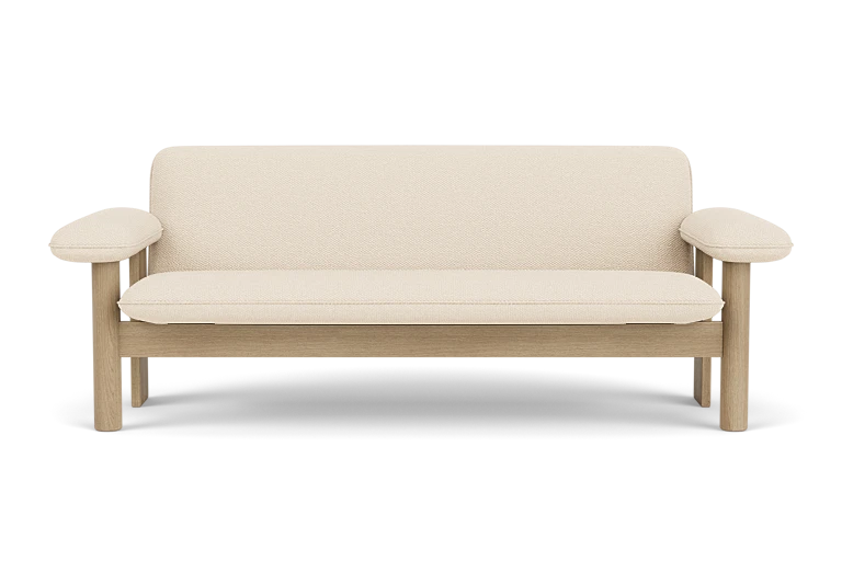 Sofa BRASILIA crème met eiken basis