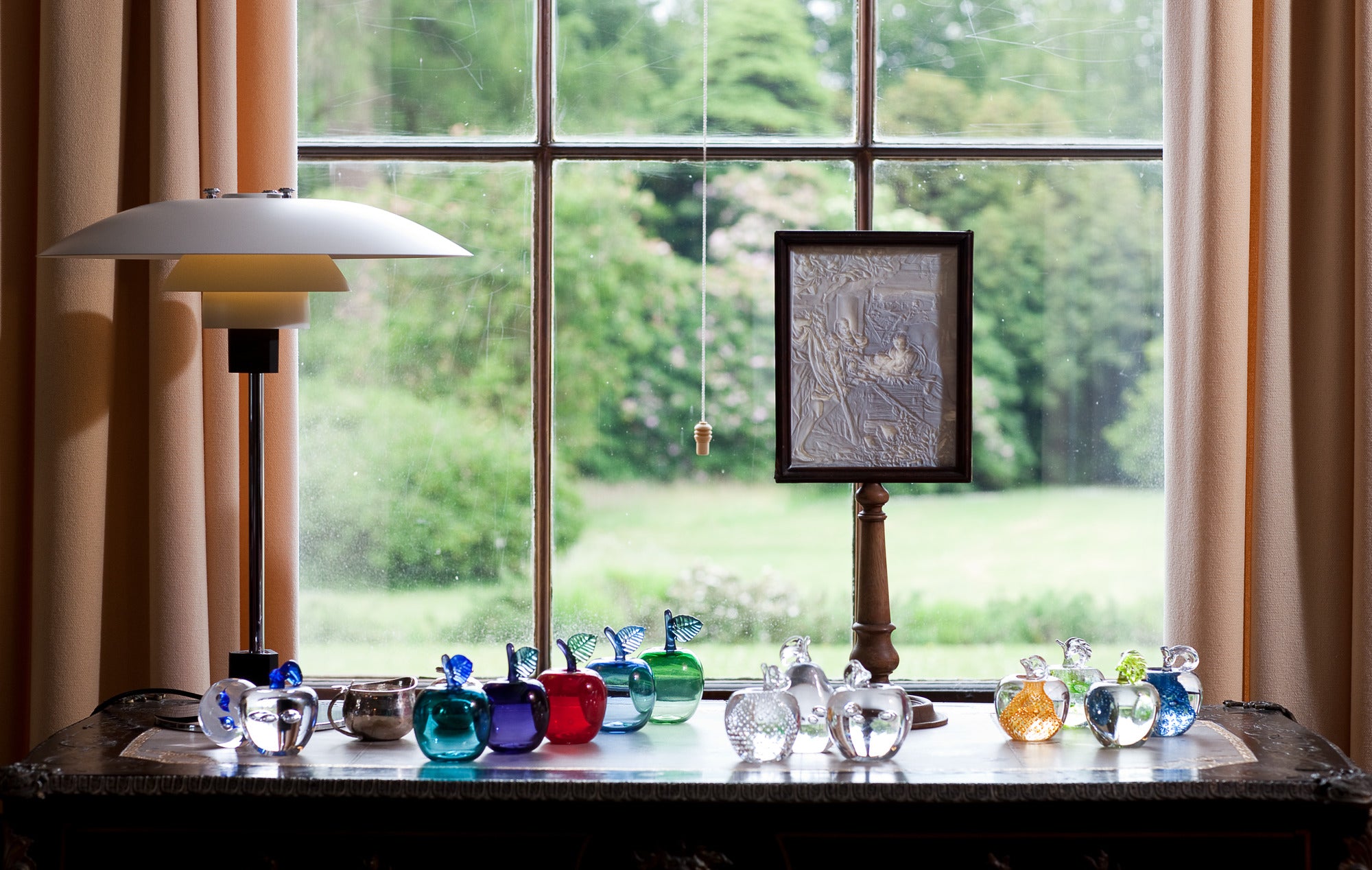 Tafellamp PH 4/3 wit met verchroomde voet