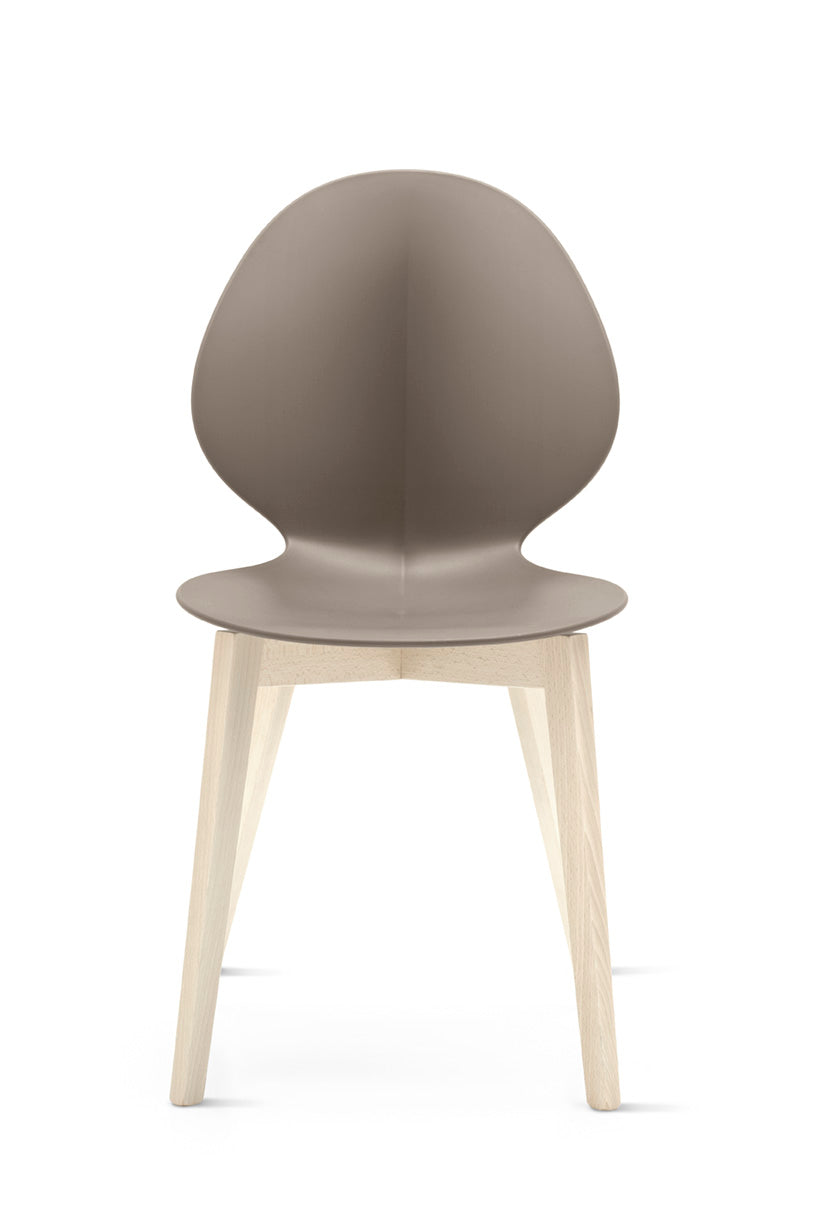 Stoel BASIL taupe zitting met gebleekte houten basis