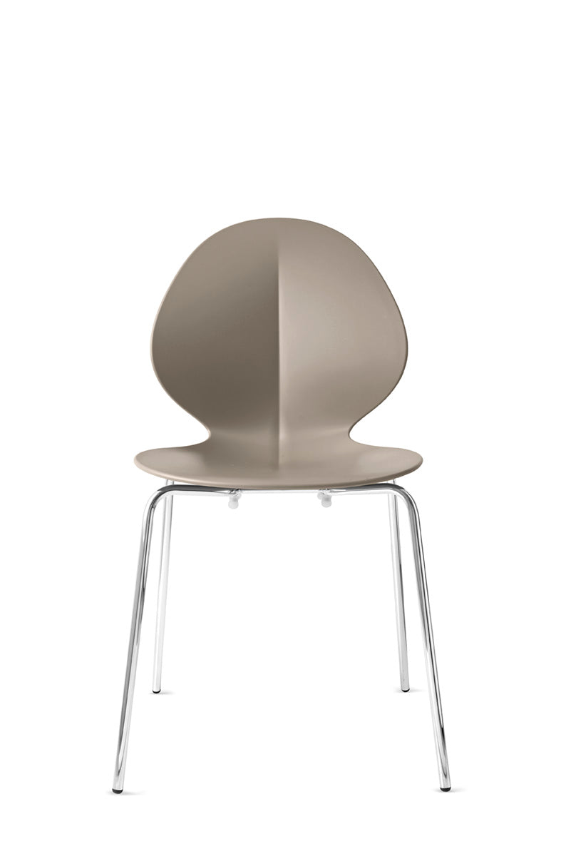 Stoel BASIL taupe zitting met verchroomde metalen basis