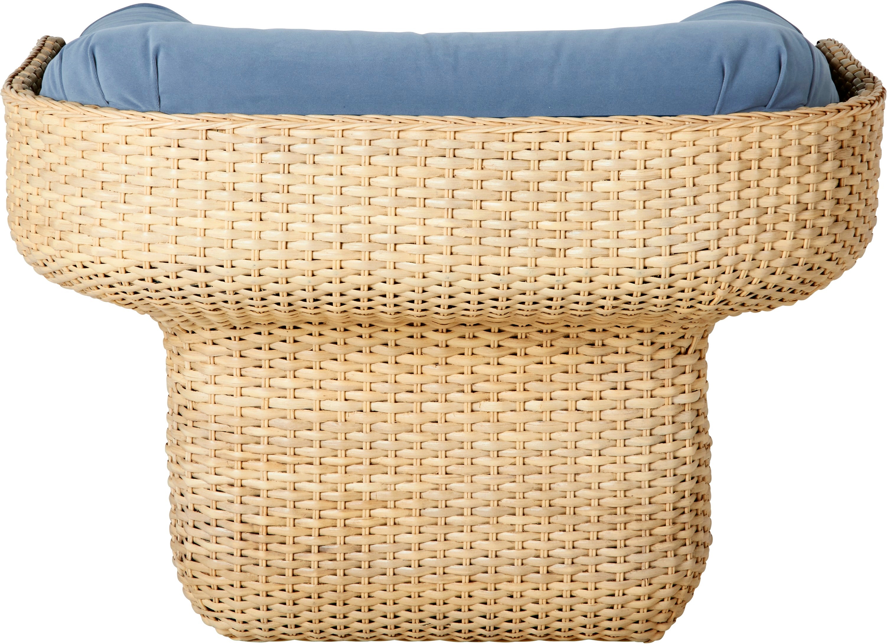 BASKET fauteuil blauw met riet
