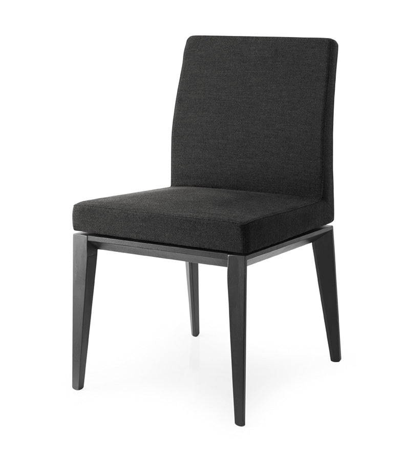 BESS LOW upholstered chair with graphite wooden base