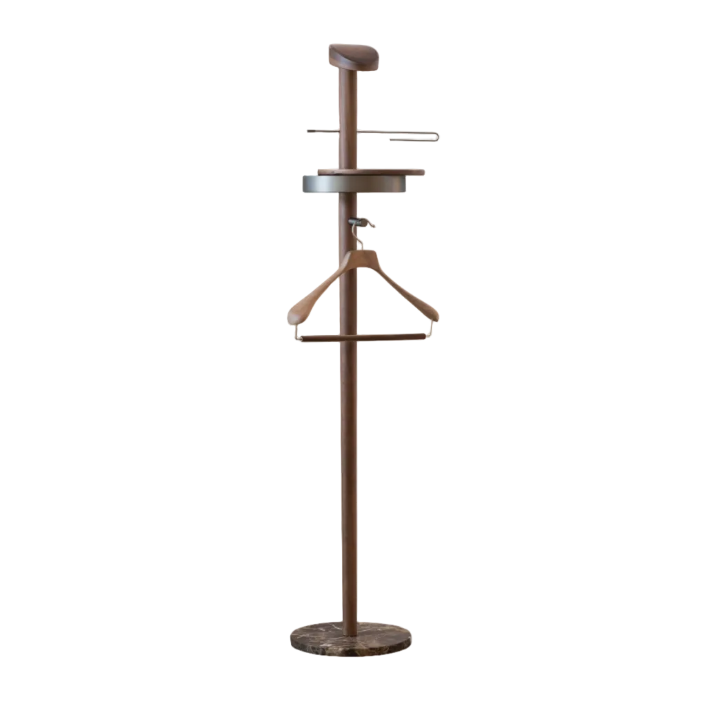 GALAN M coat rack in walnut wood with brown marble and graphite finish
