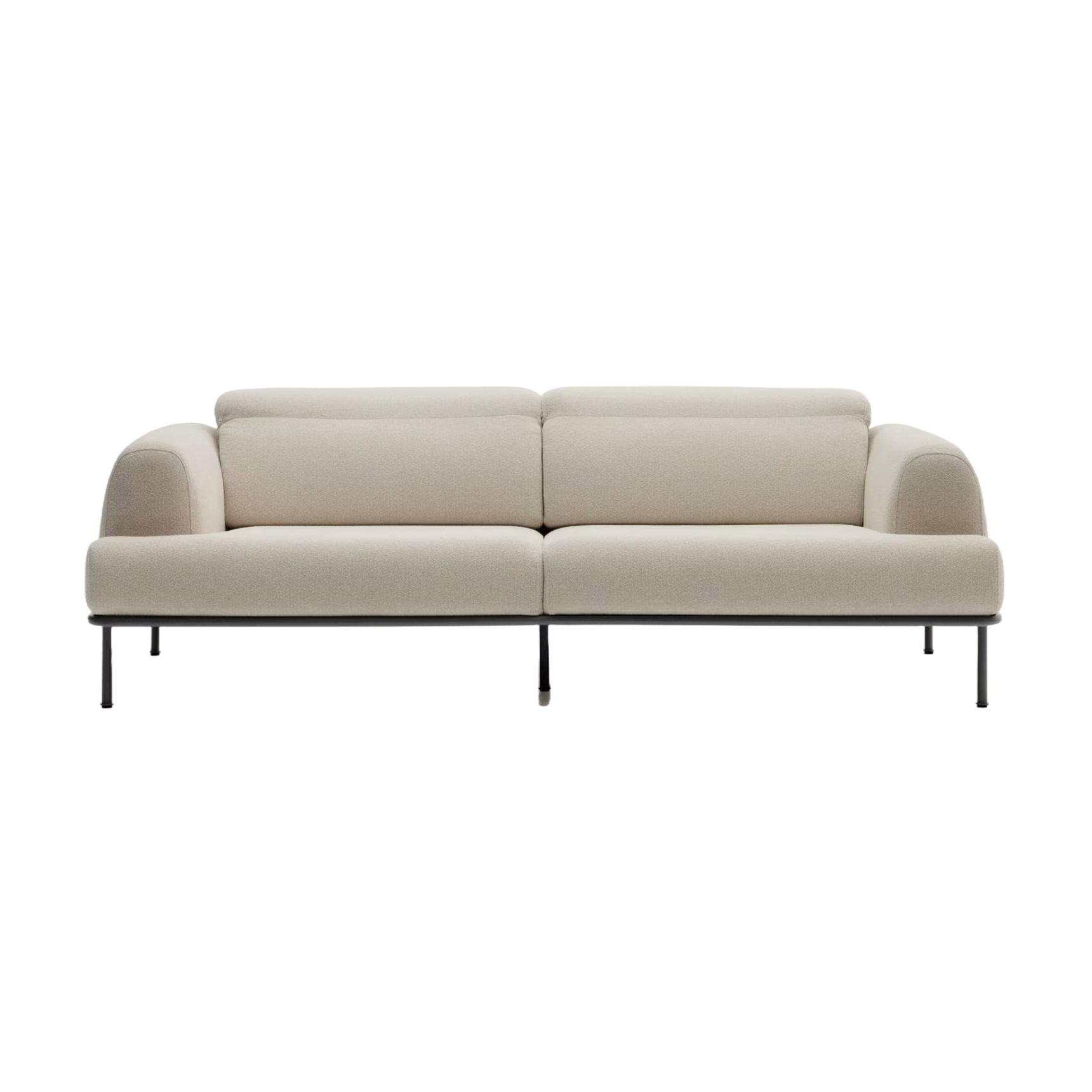 Sofa 3-zits AURUM ecru chenille met donkergrijze basis