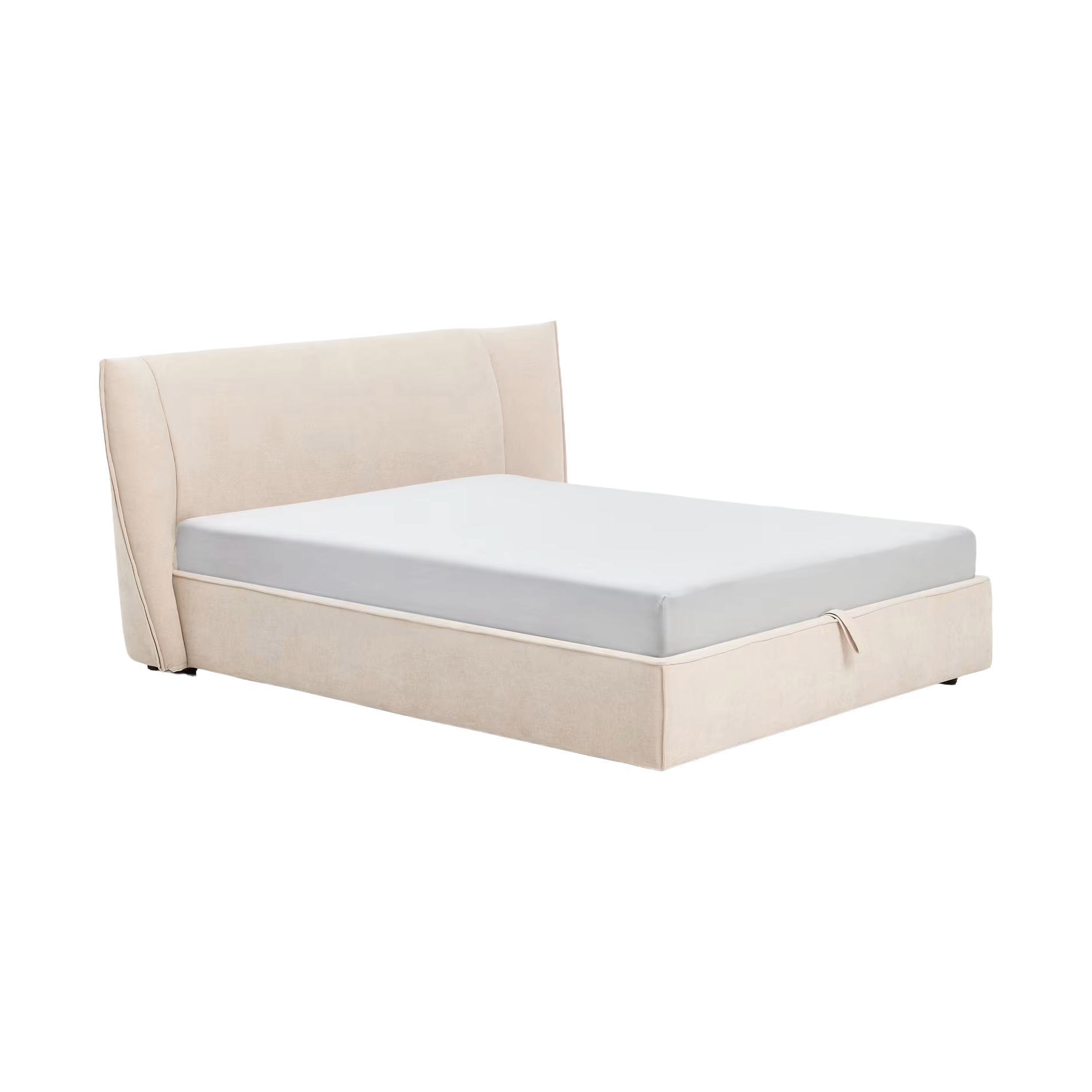 ARVIAN bed with bedding storage beige chenille
