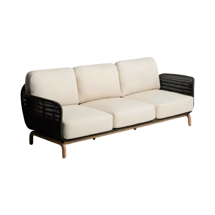 Garten-Sofa 3-Sitzer ALIPA schwarz mit beige
