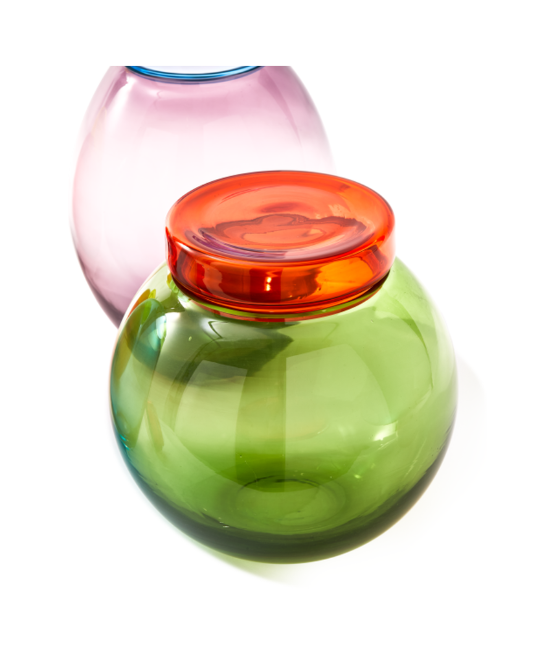 Aufgeblähte Deckel und Gläser Gläser Set farbiges Glas