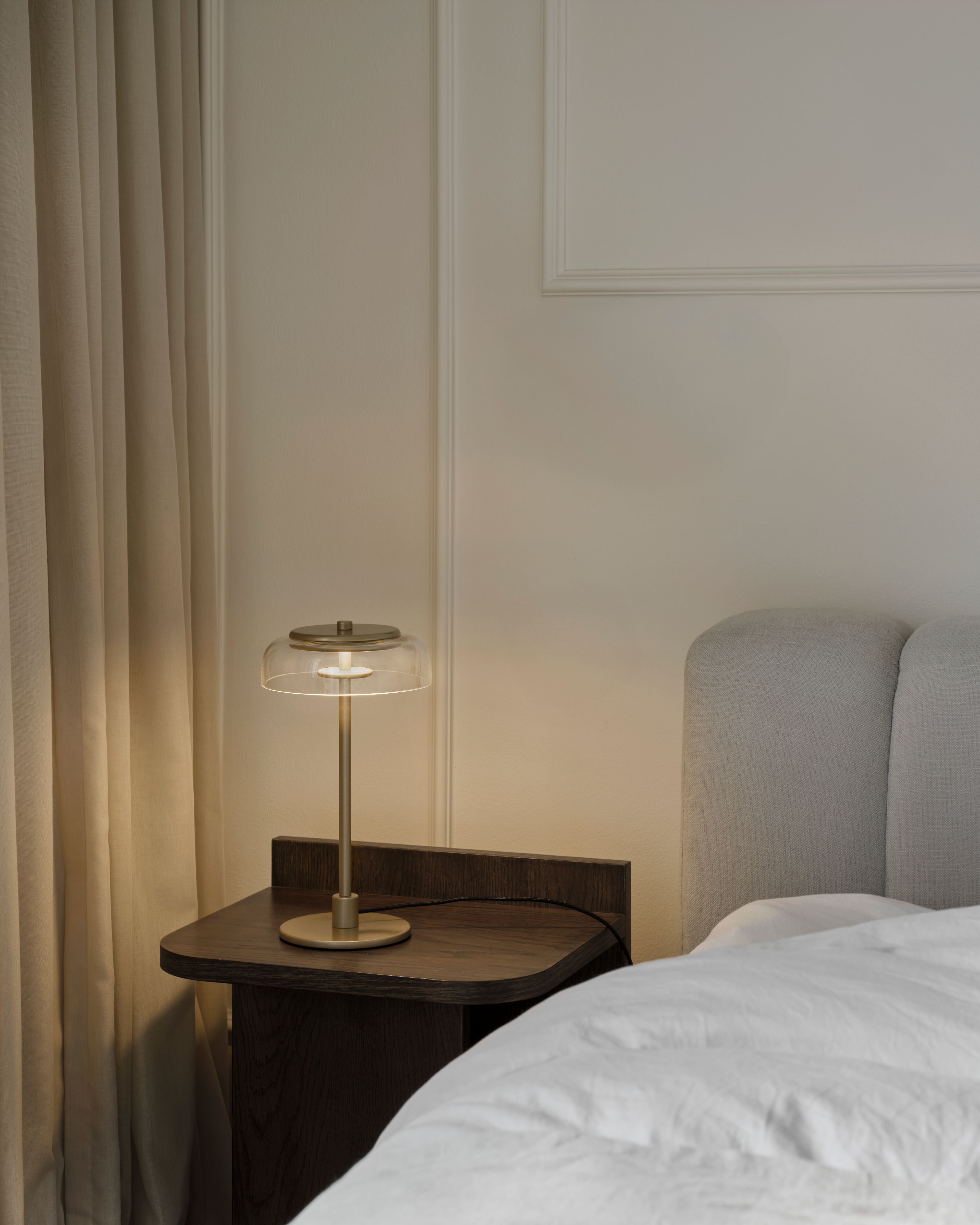 Tafellamp BLOSSI goud met transparant glas