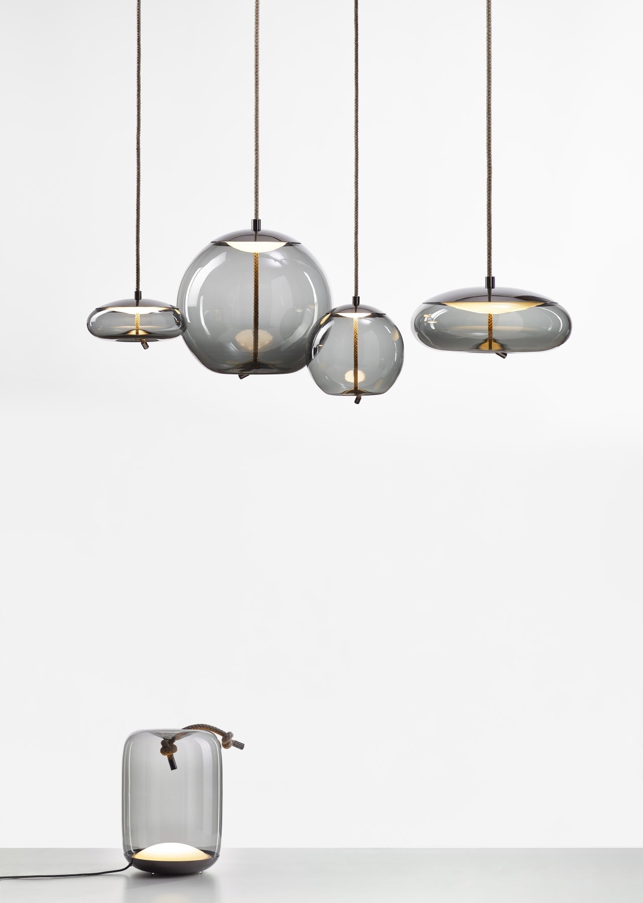 Knotenhängelampe - Glas Disco