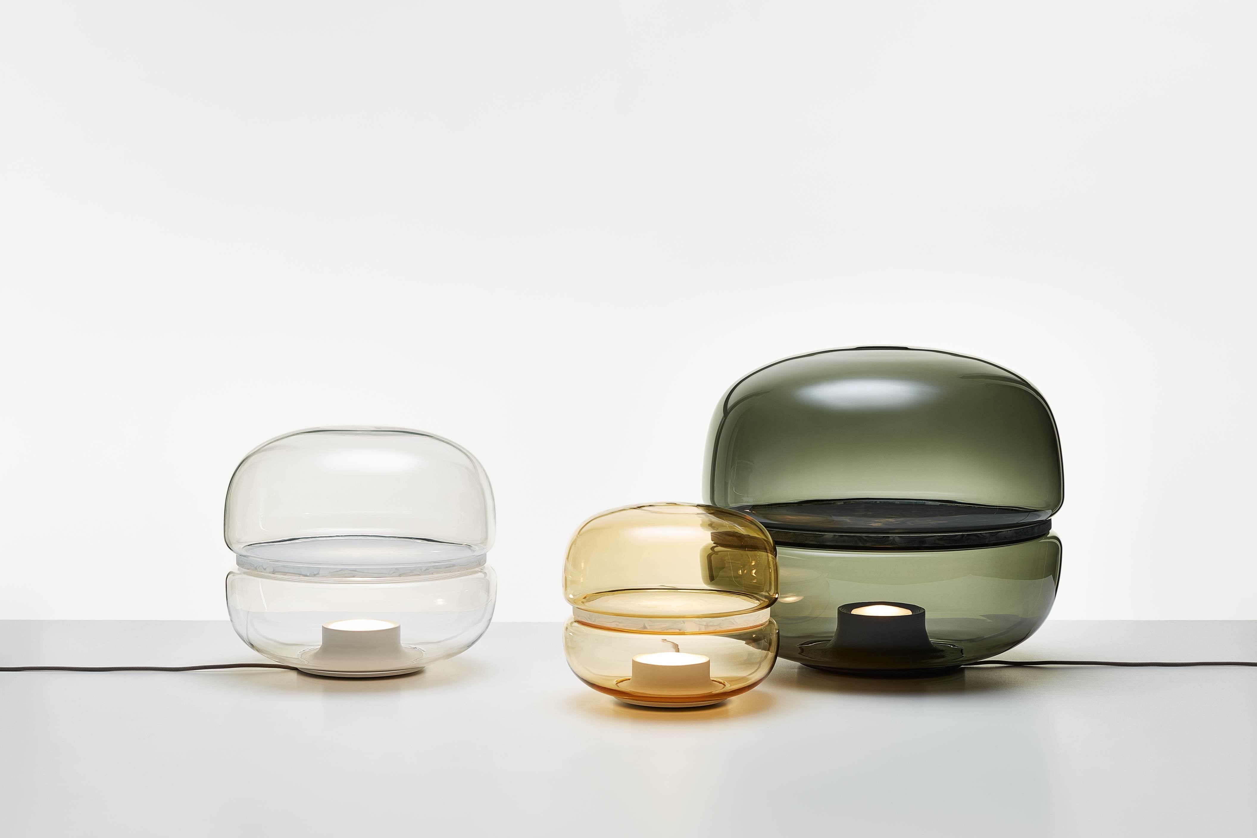 Makkaron L -Tischlampe aufblasbares Glas mit Onyx