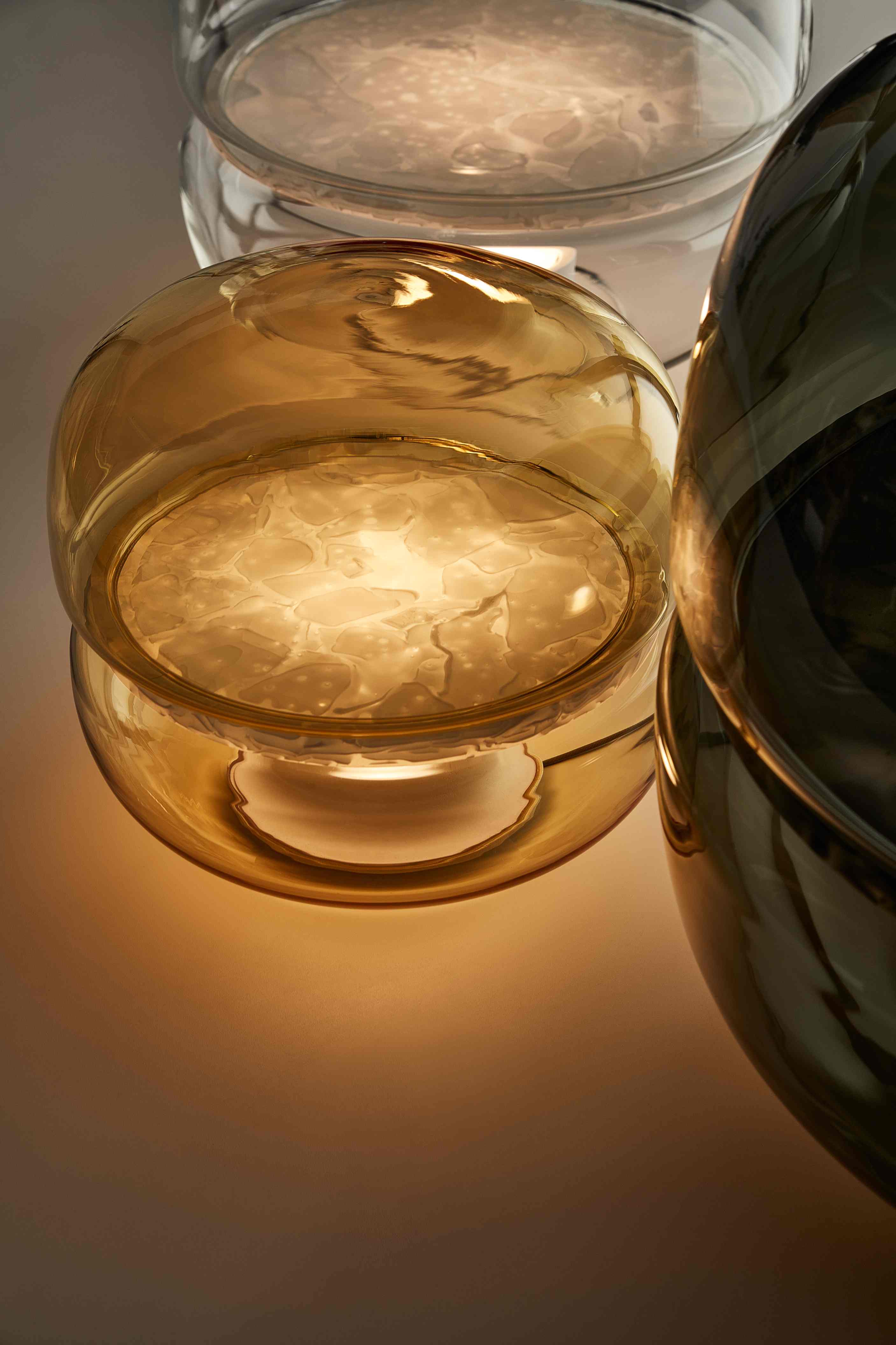 Makkaron L -Tischlampe aufblasbares Glas mit Onyx