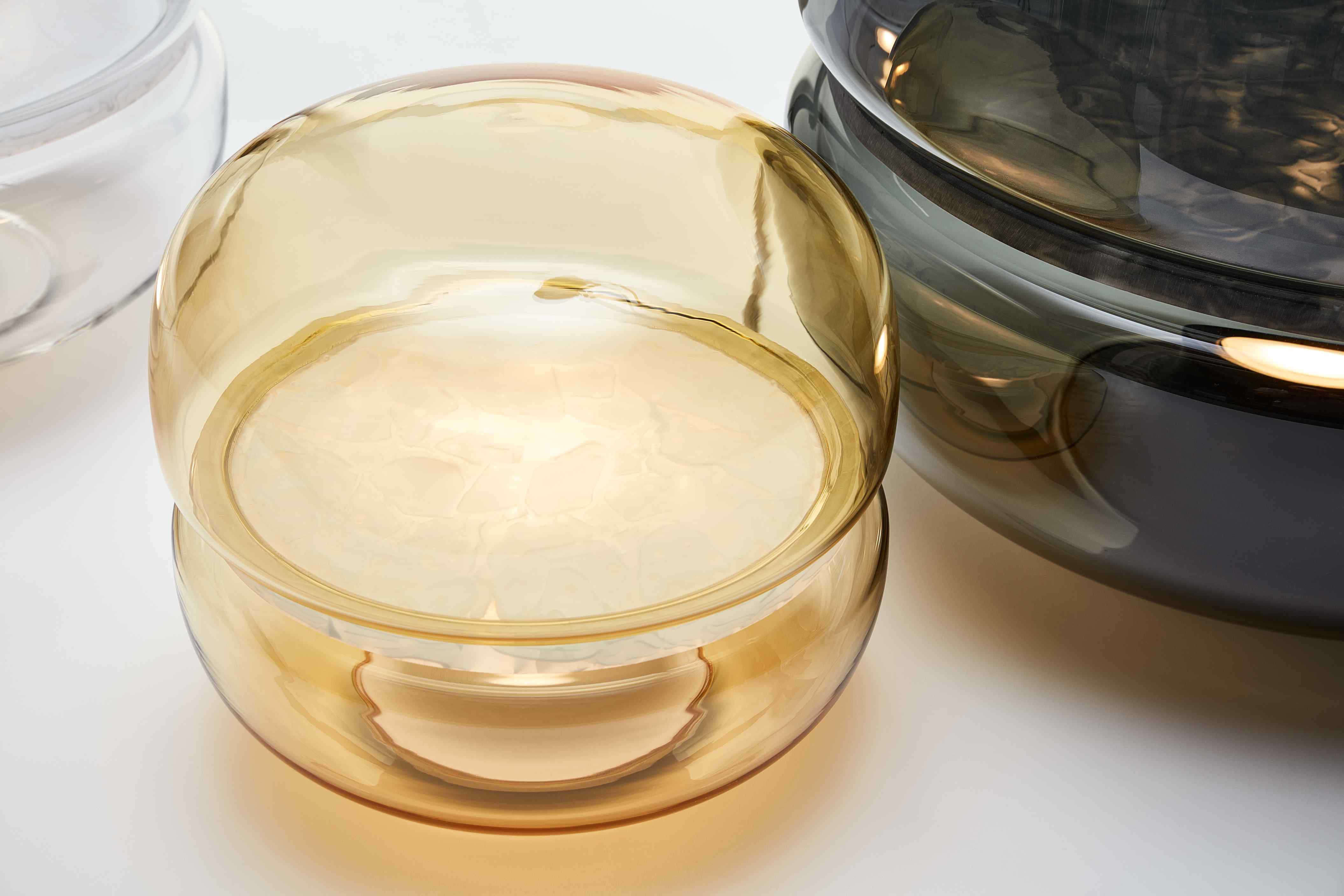 Makkaron L -Tischlampe aufblasbares Glas mit Onyx