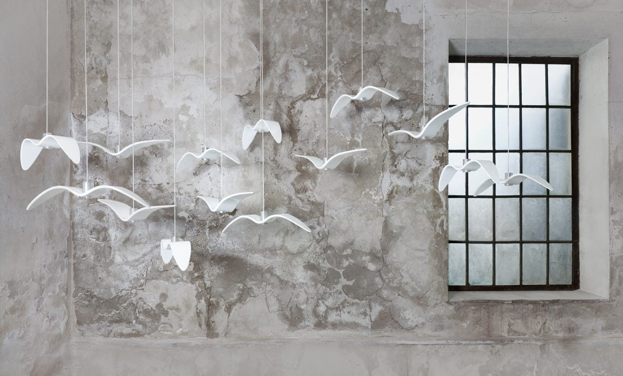 Hanging Lamp Night Birds Glas