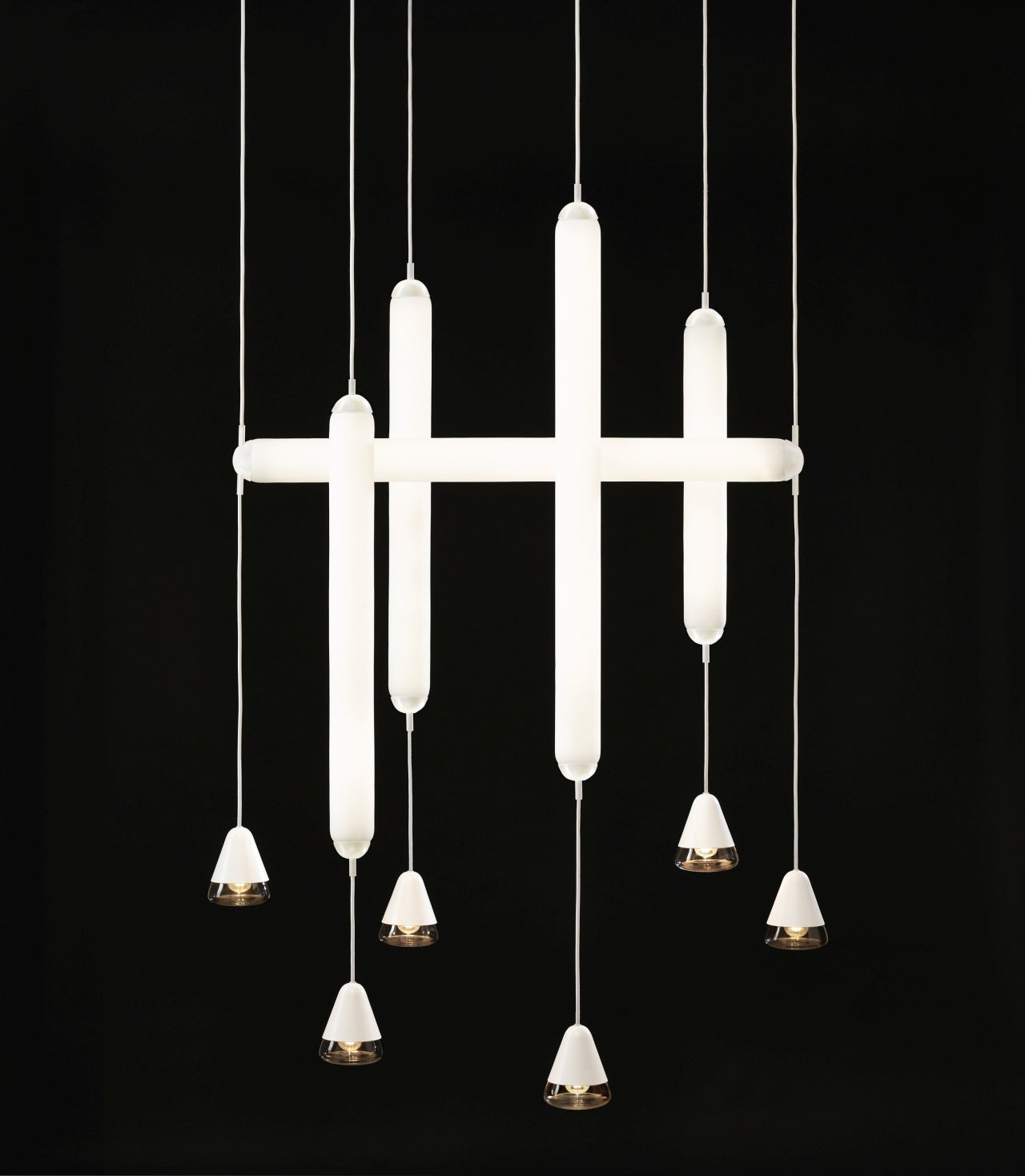 Puro Single Hanging Lamp - vertikales Mattglas