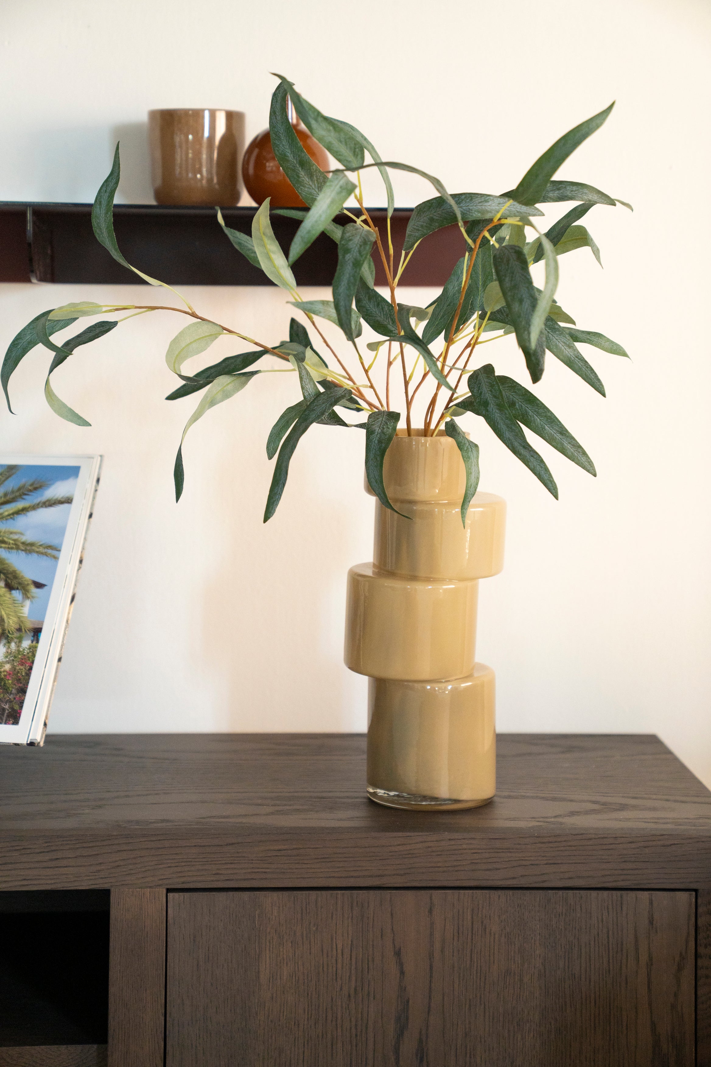 Beige glass vase PILA