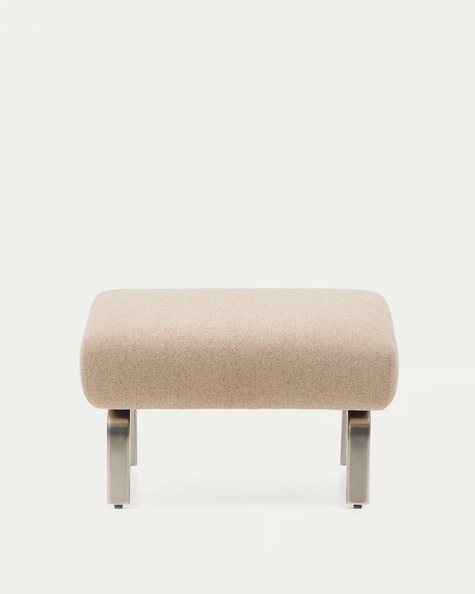 AMSEN footstool in light brown with a steel base