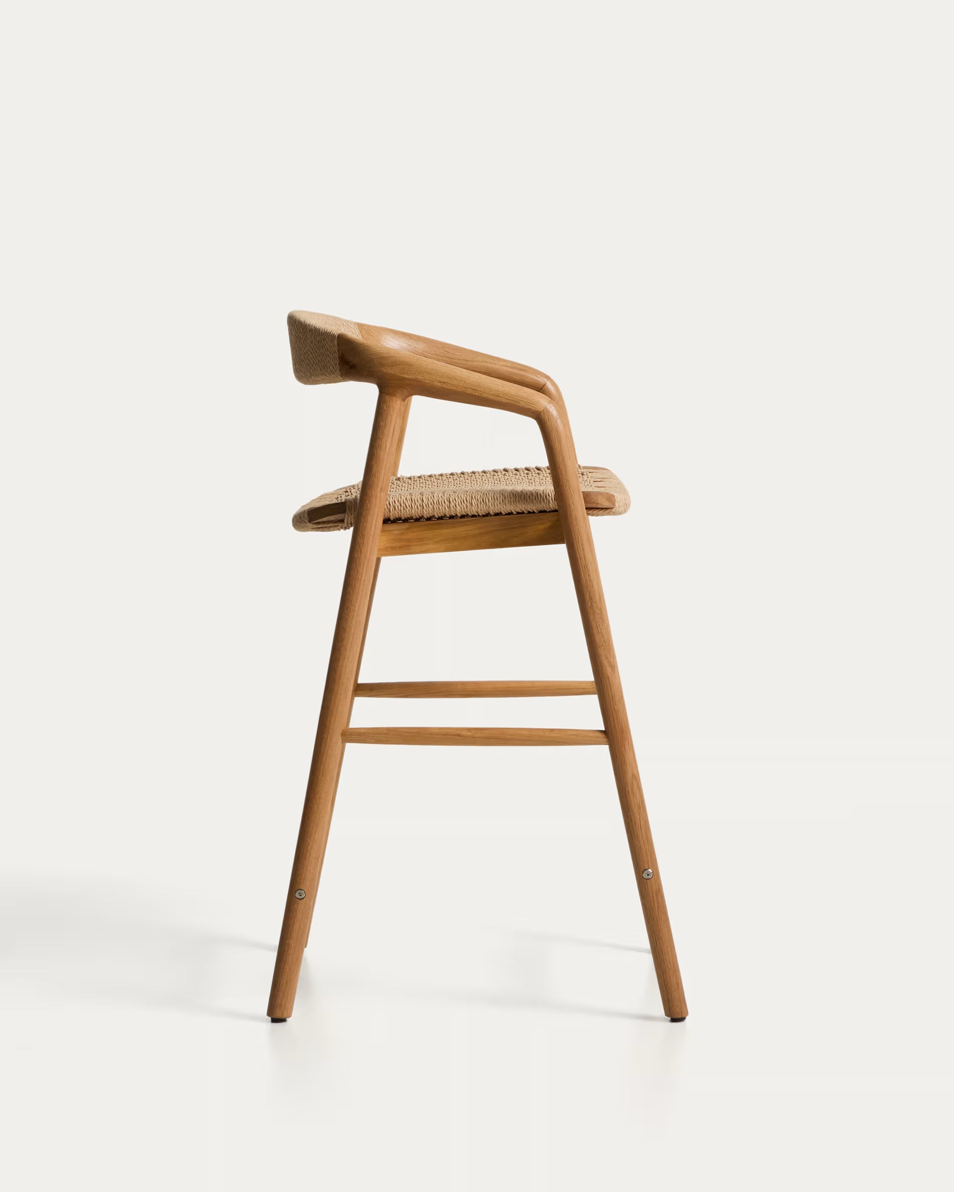 Barstoel DERILE van eikenhout met beige touw.