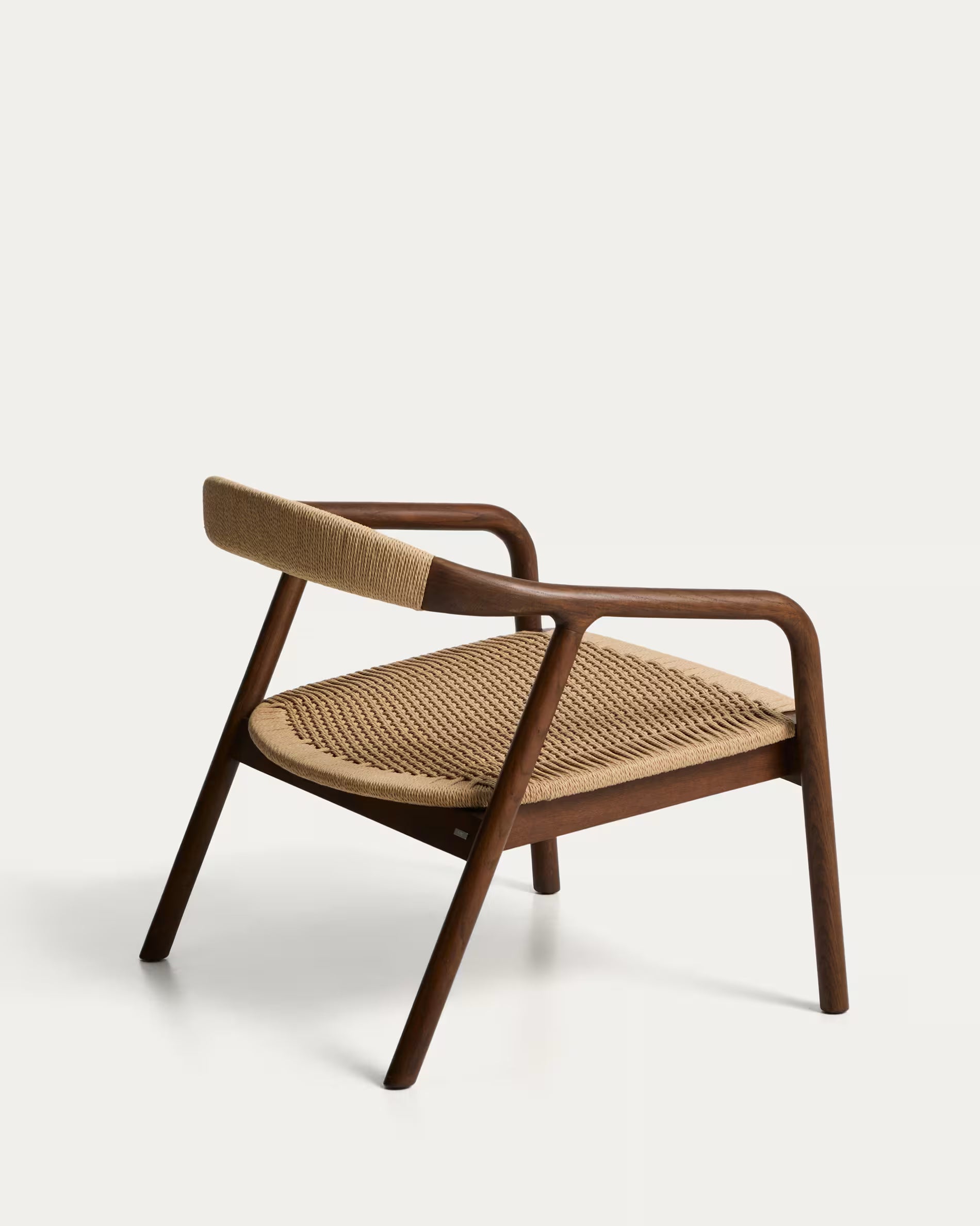 Sessel DERILE beige mit dunklem Holzgestell