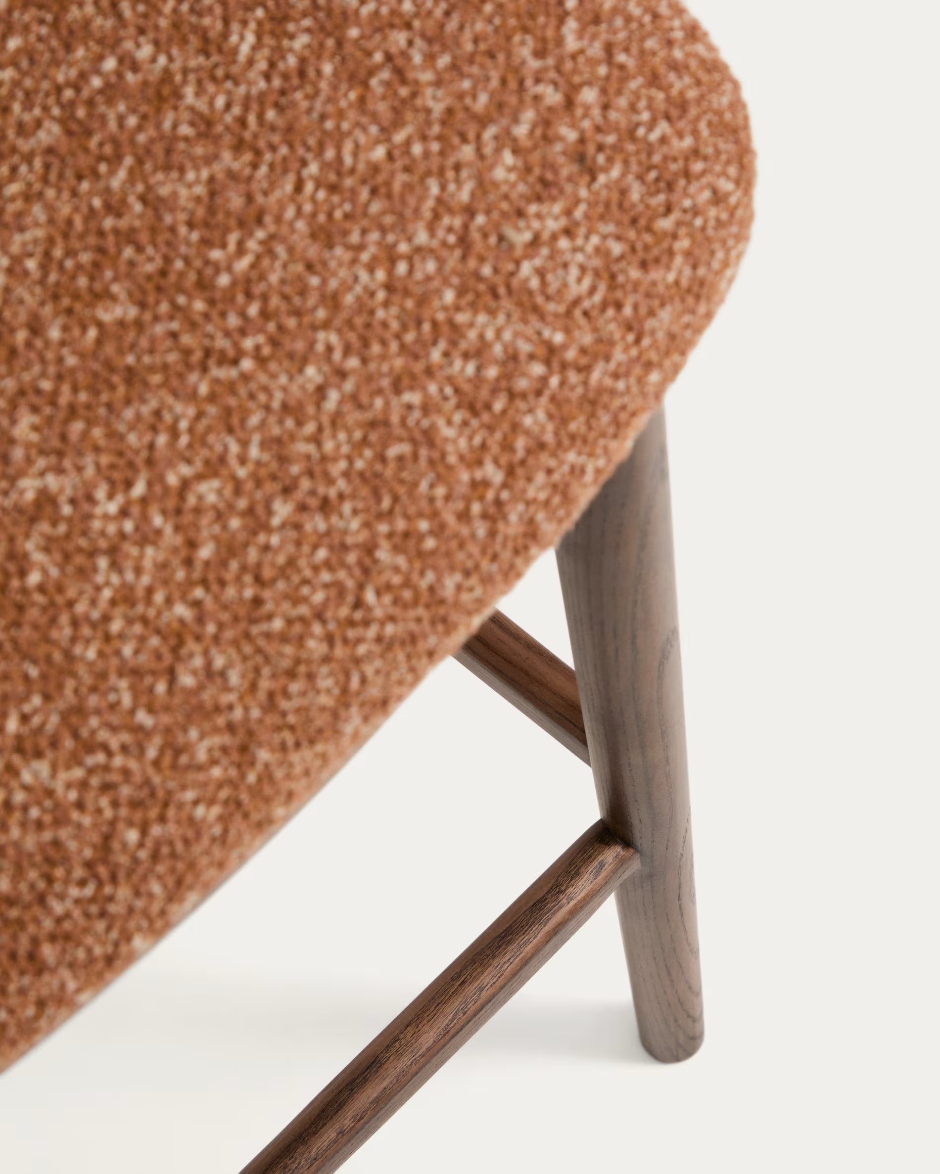 Bar stool CISELIA brick chenille with dark ash base