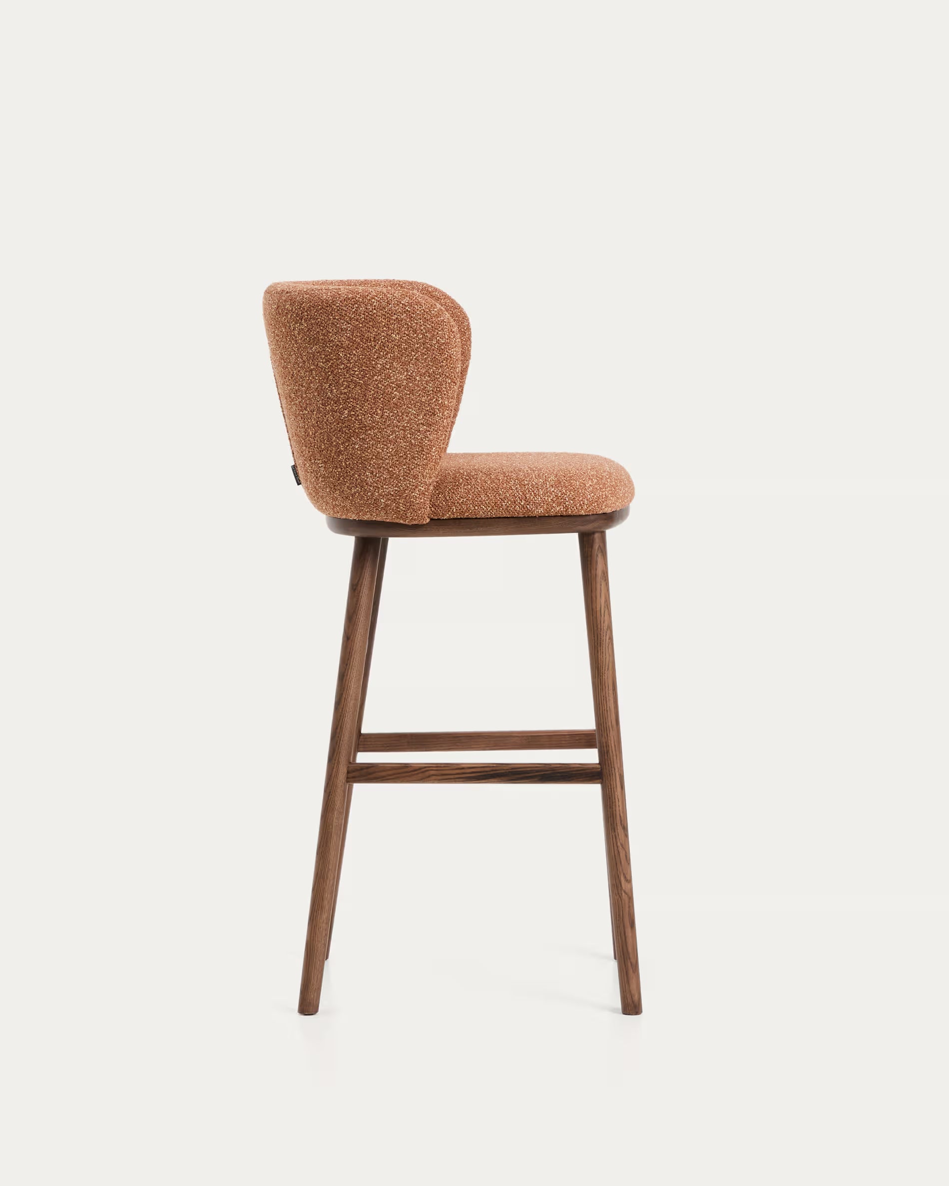 Bar stool CISELIA brick chenille with dark ash base