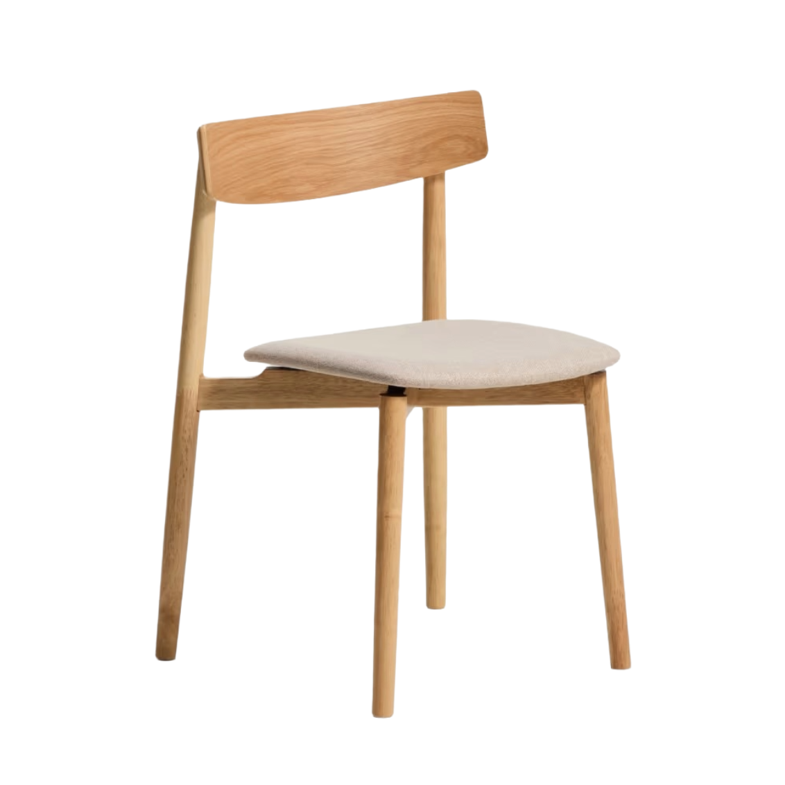 Stoel EVERA beige chenille met een gefineerde eiken basis