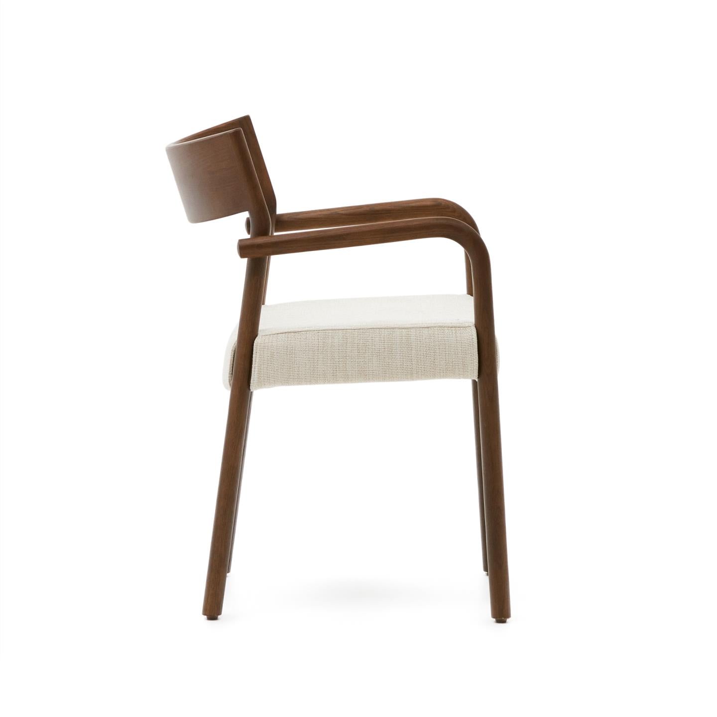 FALCONERA chair in beige chenille with a dark oak base