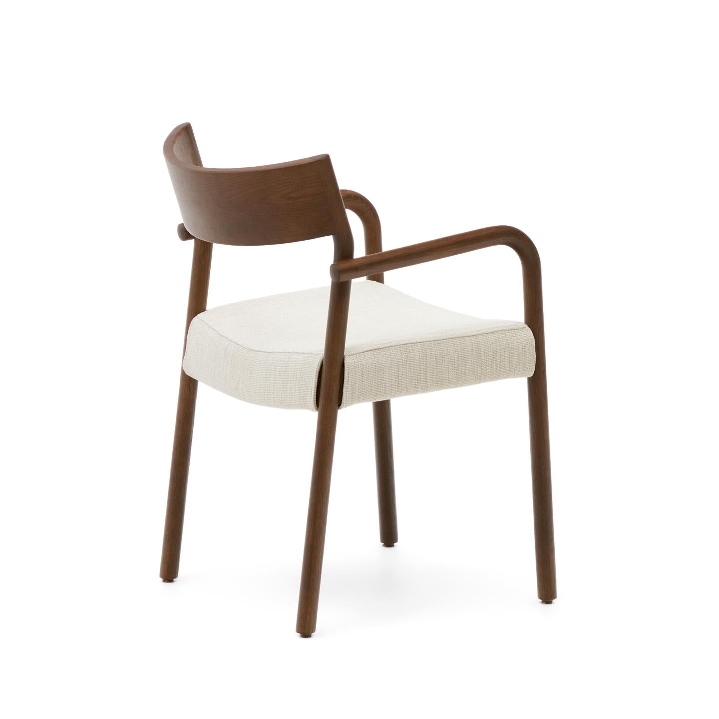 FALCONERA chair in beige chenille with a dark oak base