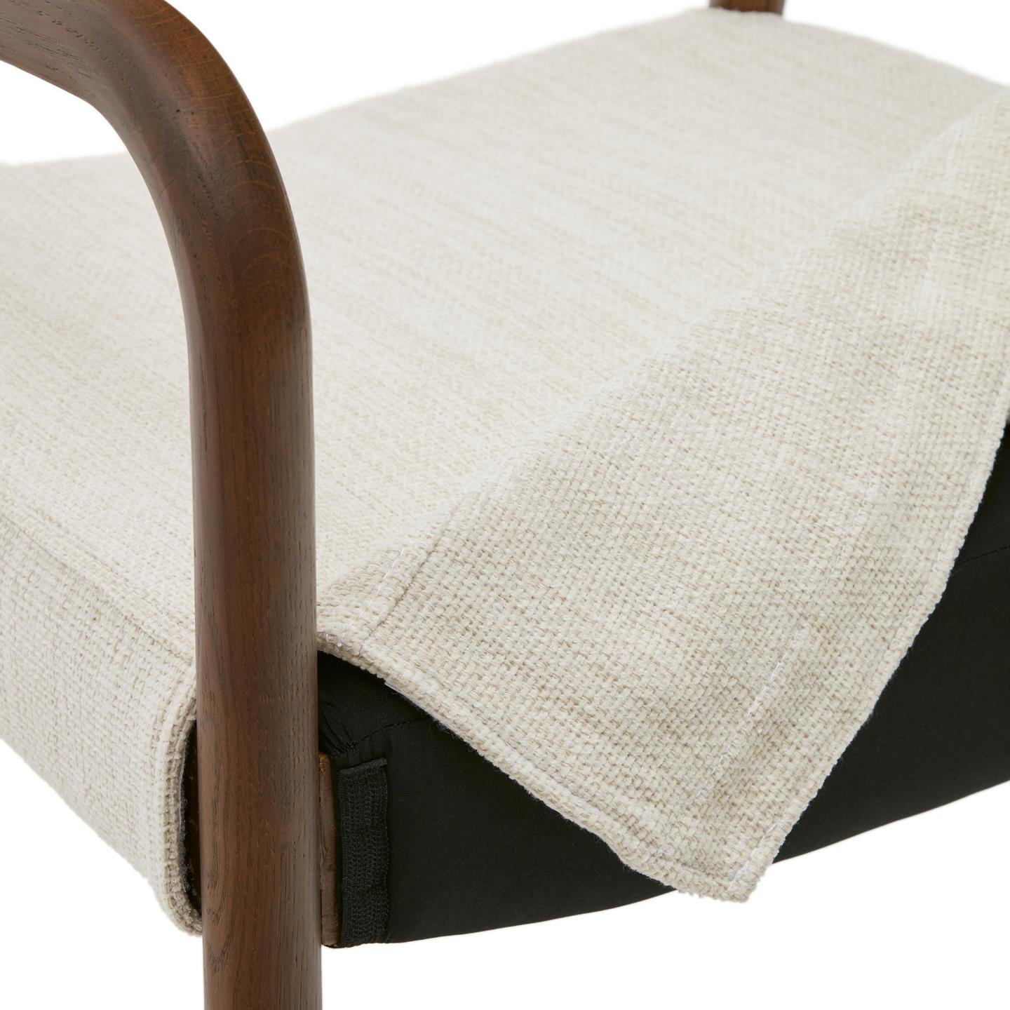 FALCONERA chair in beige chenille with a dark oak base