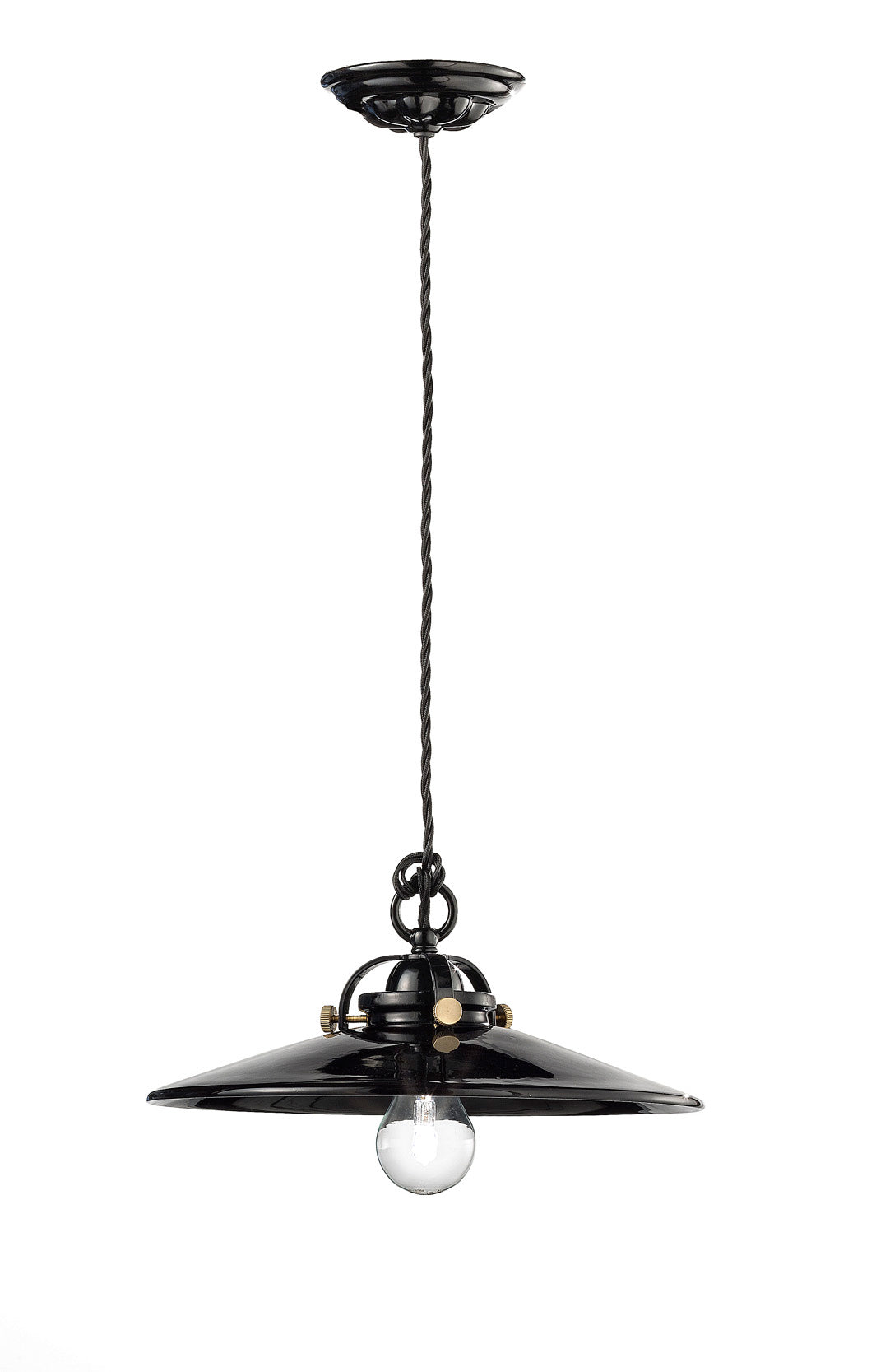 Hanglamp van keramiek B&W zwart met messing afwerking