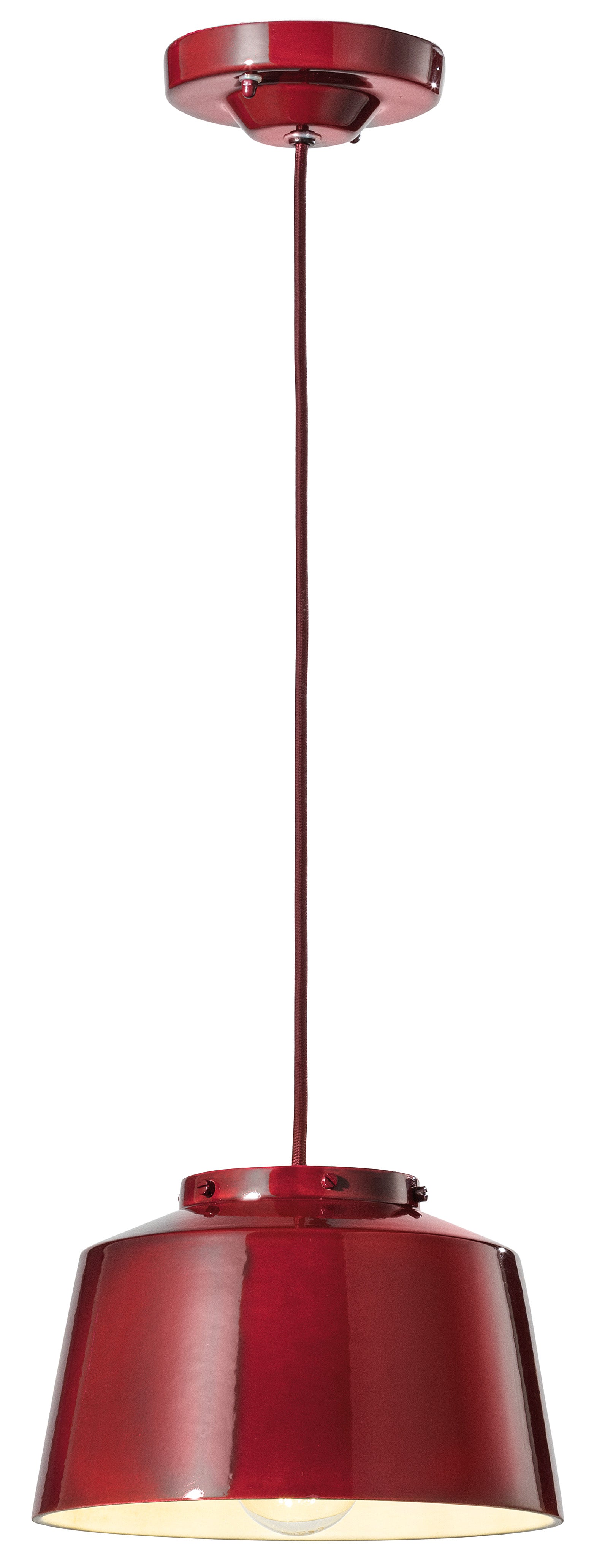 50's Red Ceramic Pendant Lamp